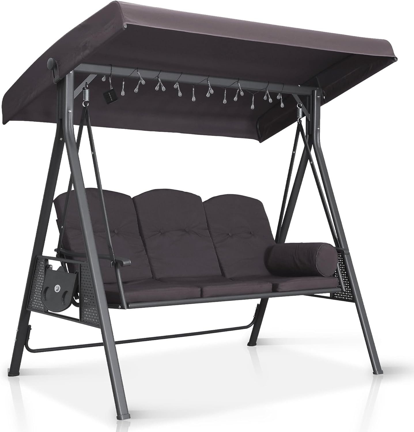 PATIO Hollywoodschaukel 'Salerno' – 3-Sitzer Mit Dach & Seitentischen, 170 Cm Sitzfläche, Anthrazit