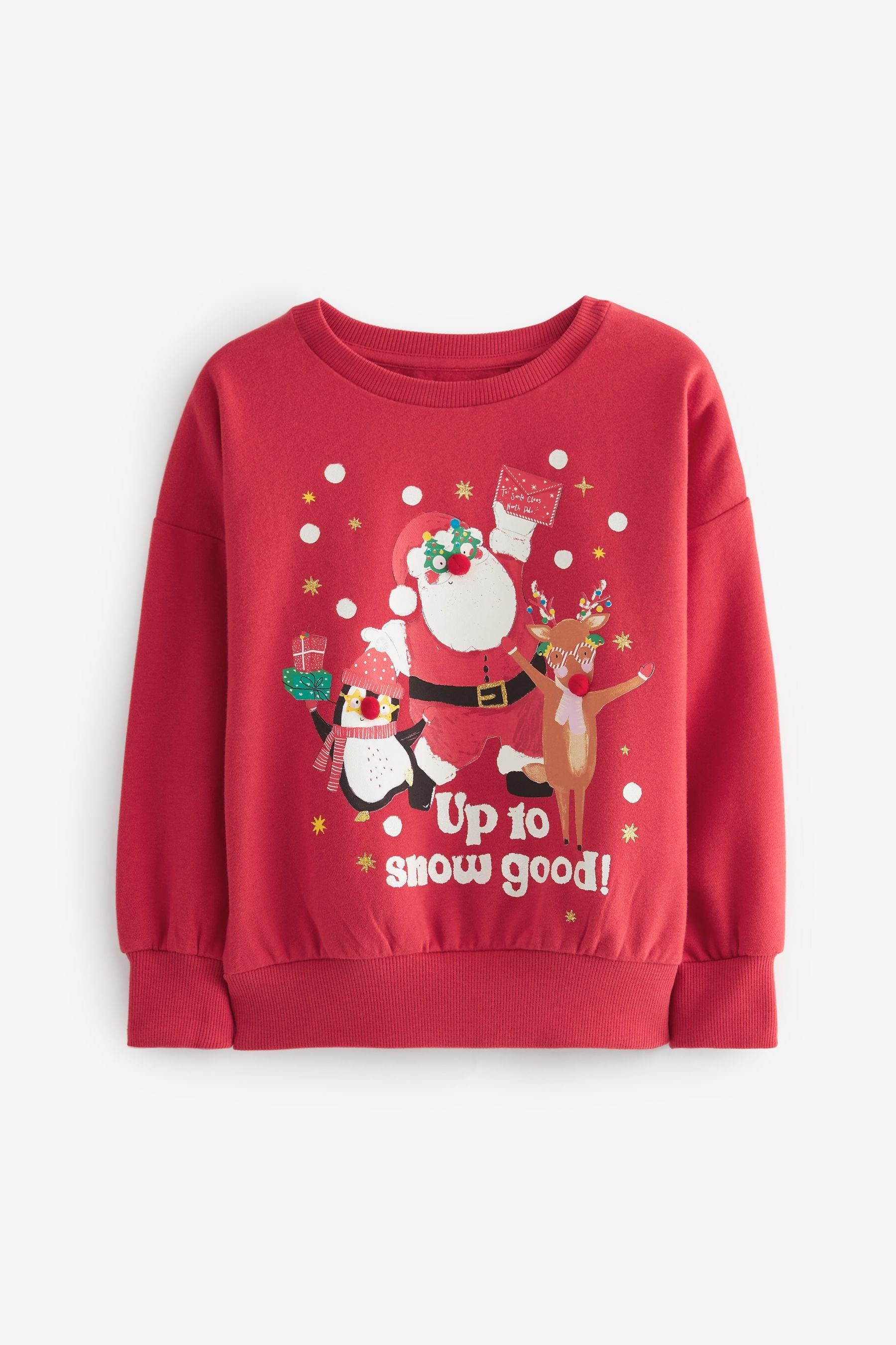 Sweatshirt Sweatshirt (1-tlg) weihnachtlichem Next Motiv mit Santa Red
