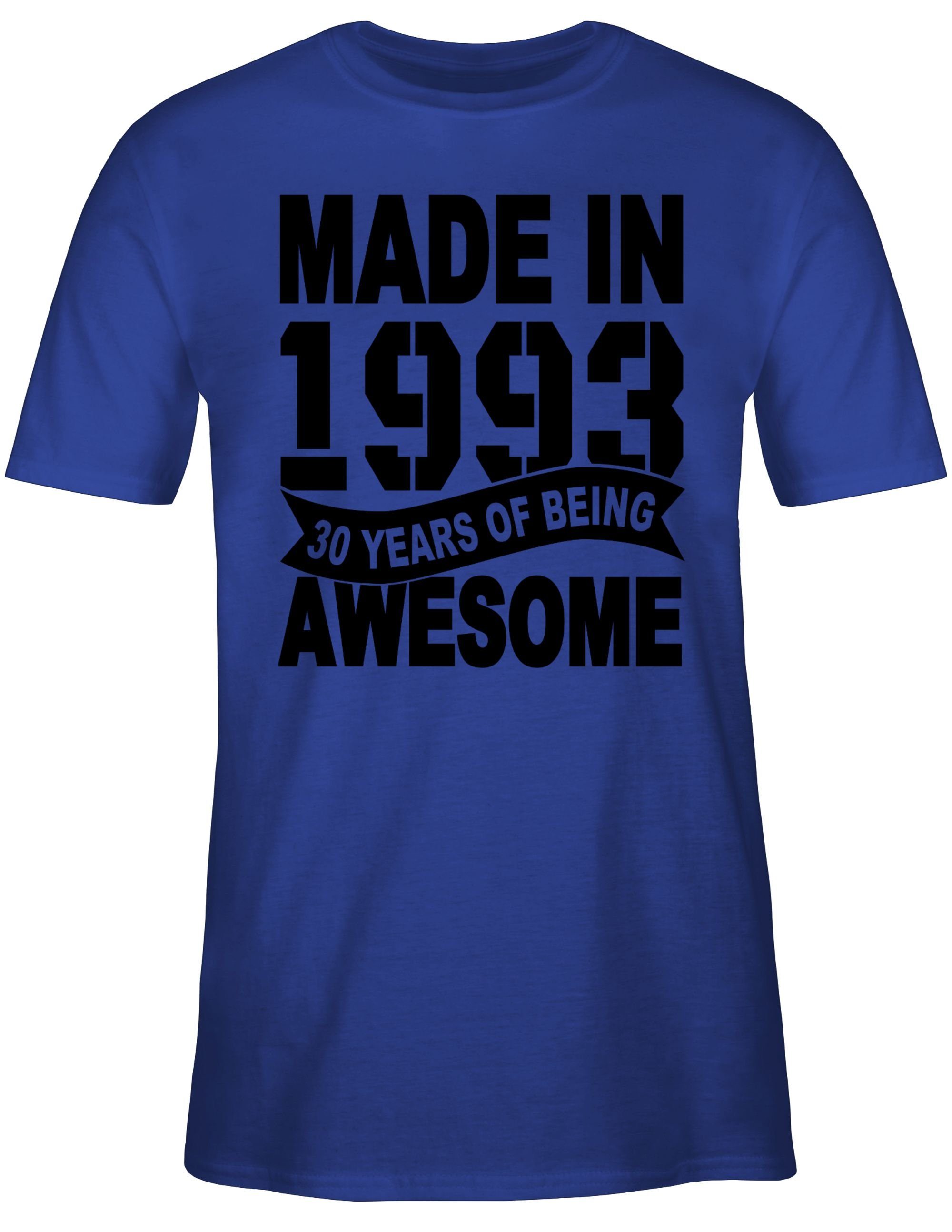 in 30. being 2 years 1993 Made Shirtracer schwarz Royalblau of awesome T-Shirt Thirty Geburtstag