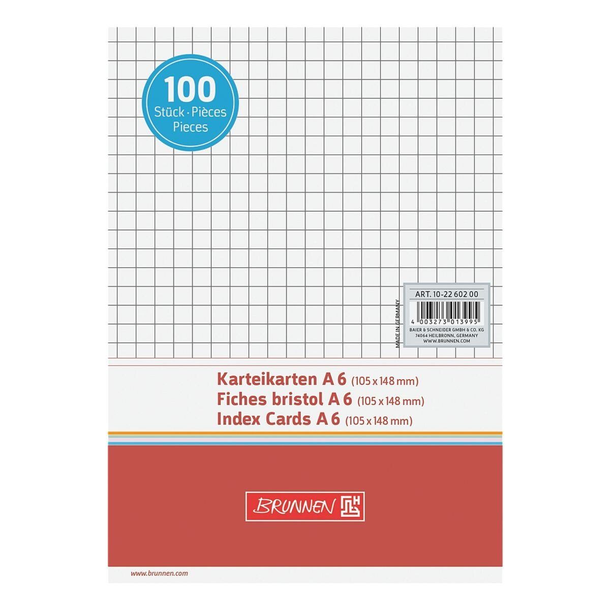 Thumbnail - BRUNNEN Karteikarten, A6 quer, kariert