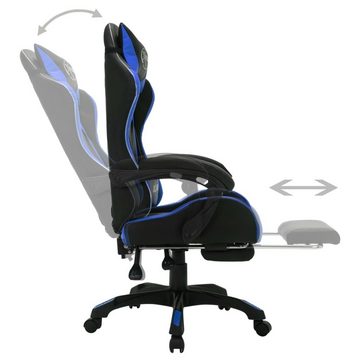 vidaXL Bürostuhl Gaming-Stuhl mit RGB LED-Leuchten Blau und Schwarz Kunstleder
