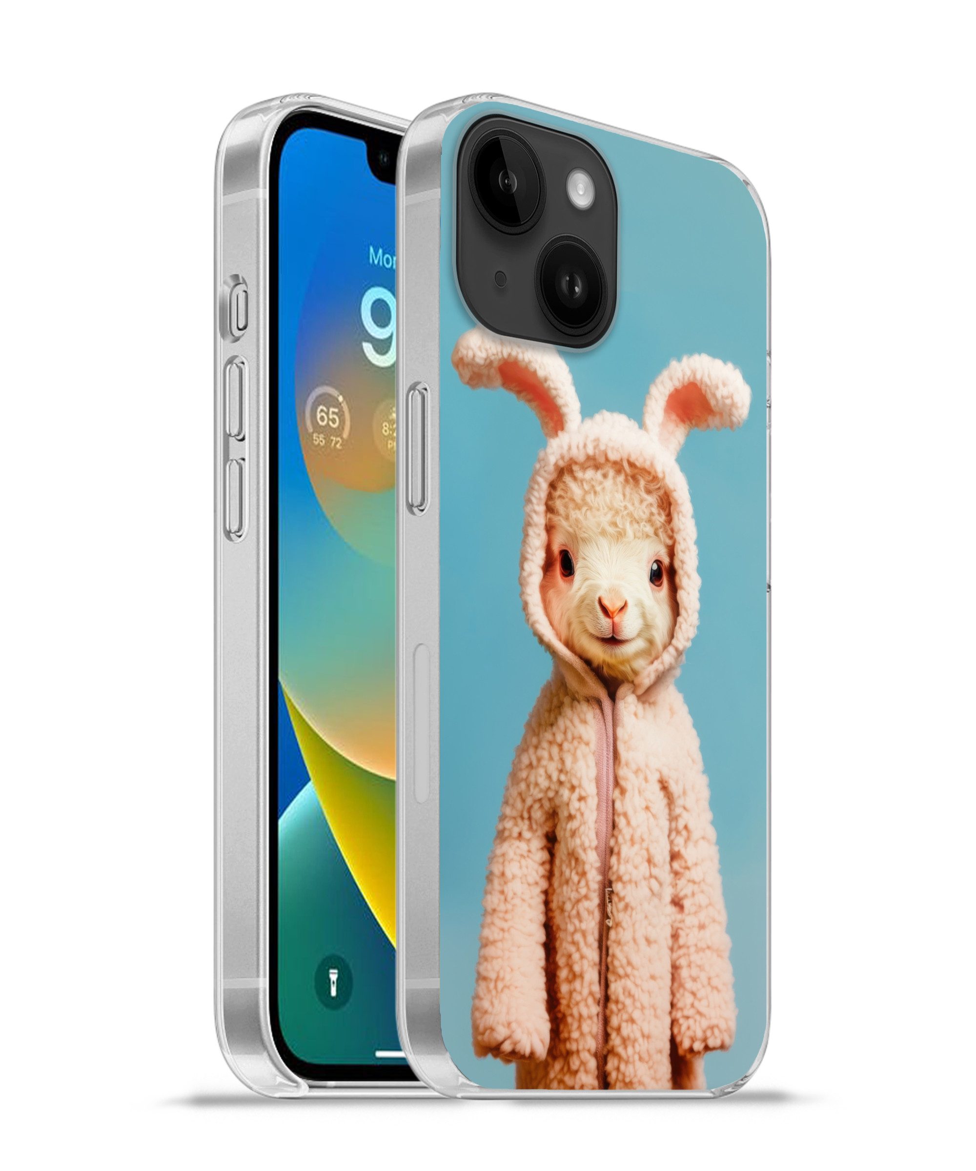 MuchoWow Handyhülle für Apple iPhone 14 Lamm - Osterhase - Kostüm, Smartphone-Bumper, Print, Handy Schutzhülle Dünn