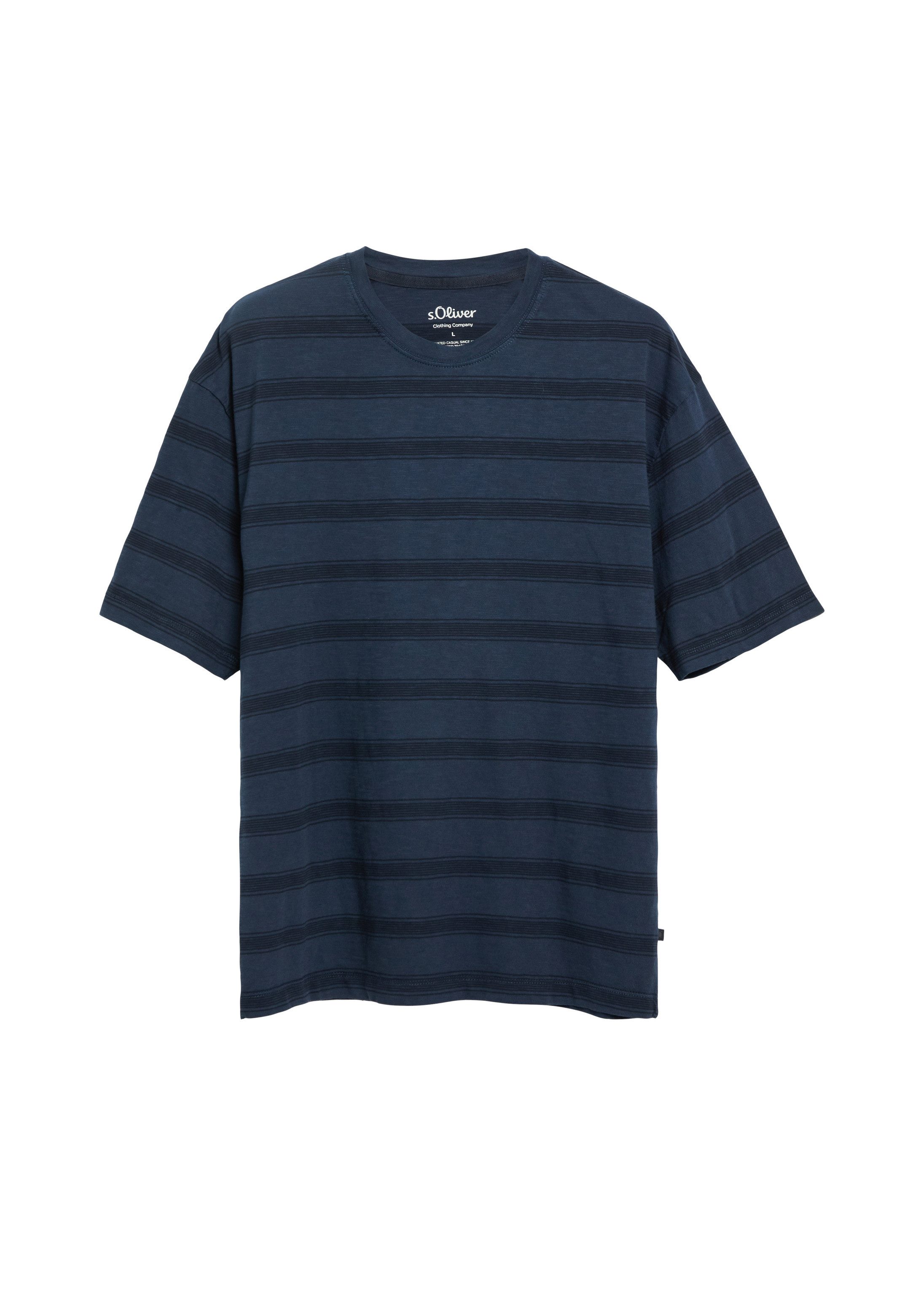 s.Oliver Kurzarmshirt T-Shirt Ringel-T-Shirt im Modern Fit mit Garment Dye