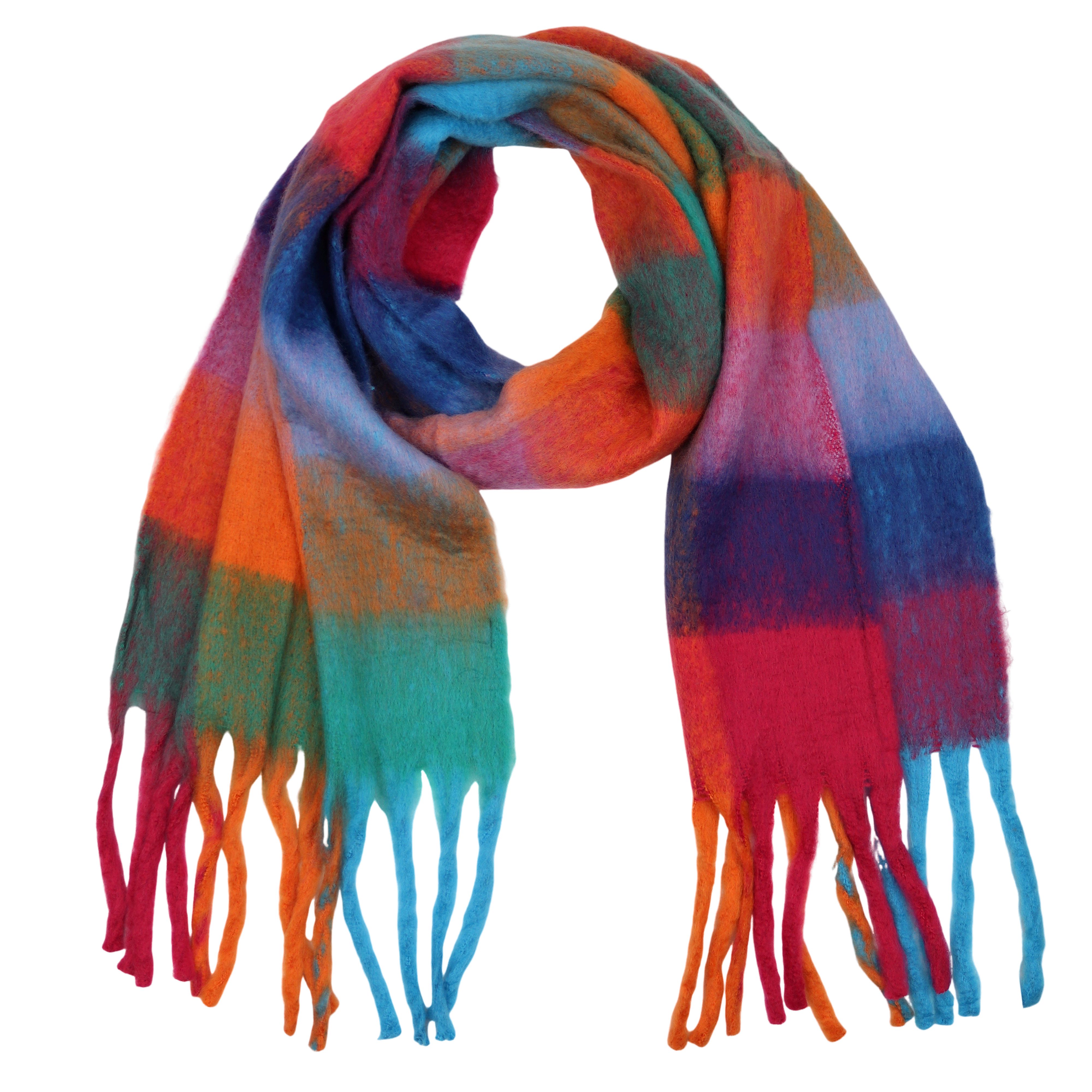 MIRROSI Modeschal weicher und warmer Schal Karomuster mit Fransen, 42x200cm günstig online kaufen