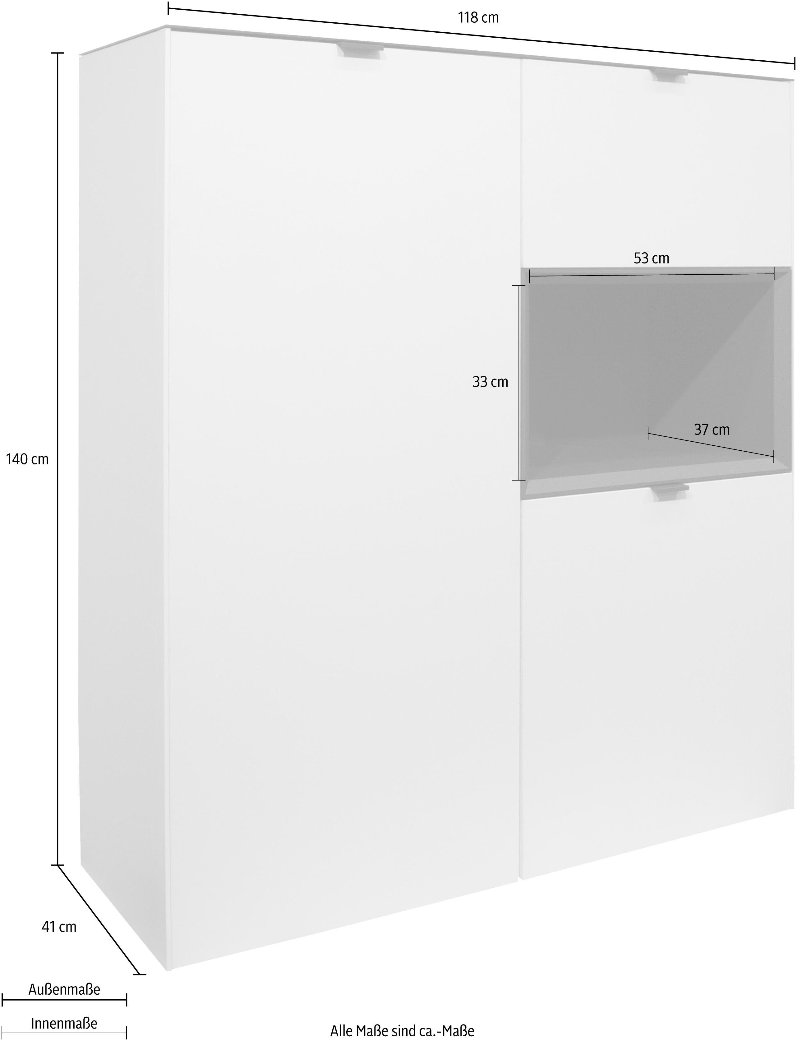 Mäusbacher Stauraumvitrine Micelli Höhe 140 cm