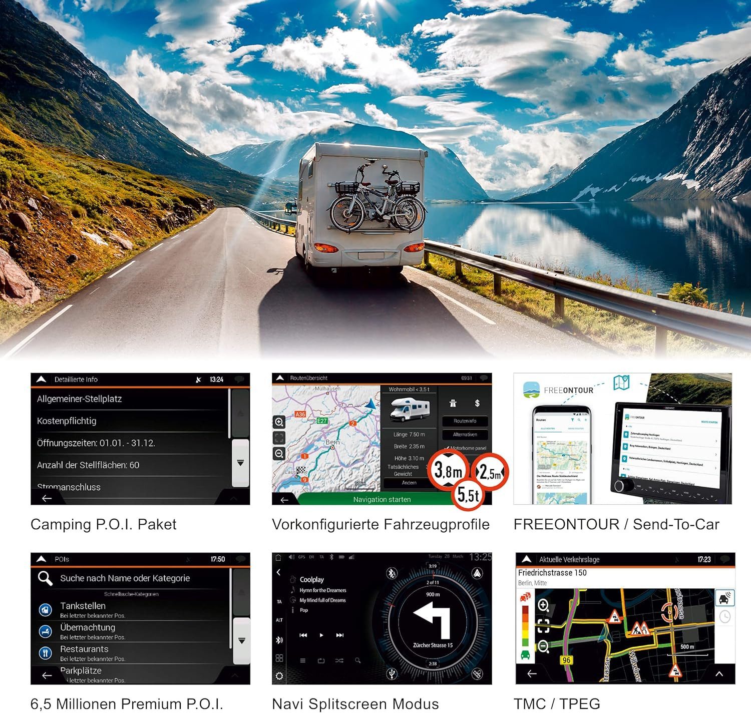 Zenec Zenec Z-EMAP76MH-TT3 Camper-Navisoftware 3 Jahre Update PKW-Navigationsgerät