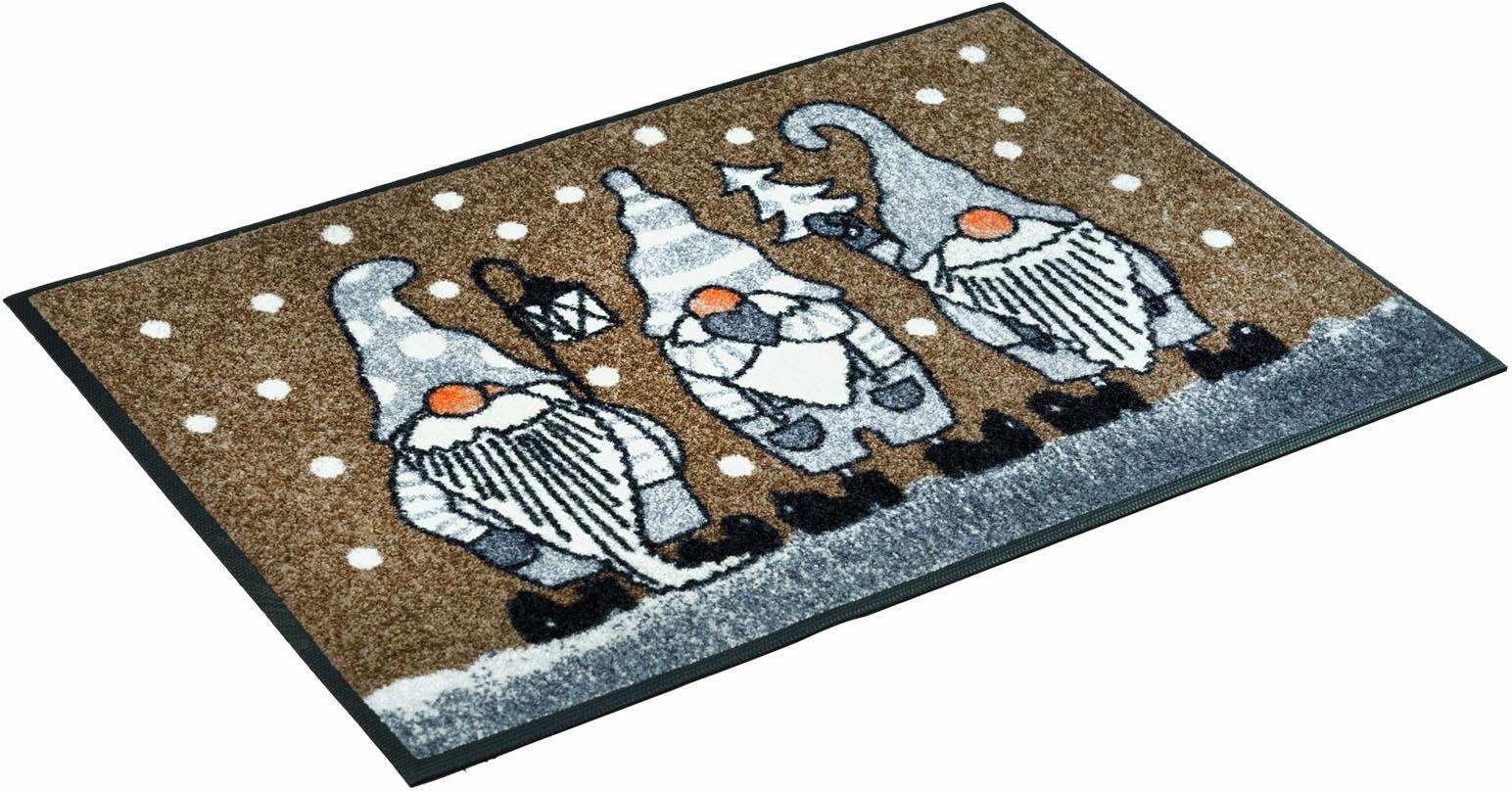 Fußmatte Winterzwerge, wash+dry by Kleen-Tex, rechteckig, Höhe: 7 mm, Schmutzfangmatte, rutschhemmend, waschbar taupe
