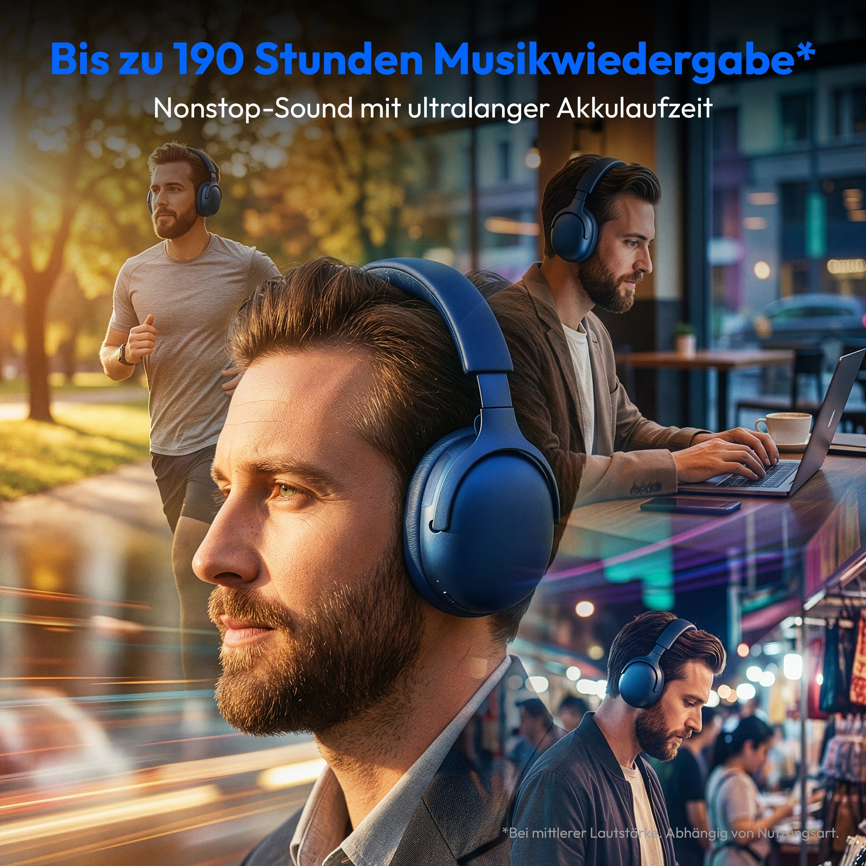 Medion® LIFE HX-1 Pro Over Ear-Kopfhörer (MD43772) Kopfhörer (An/Aus Anzeige, Austauschbare Ohrpolster, AUX-Eingang, Bluetooth, Drahtlos, Drehbare Ohrmuscheln, Integrierte Akku, LED-Beleuchtung, Spritzwasserschutz, USB-Ladefunktion, Bluetooth 6.0)