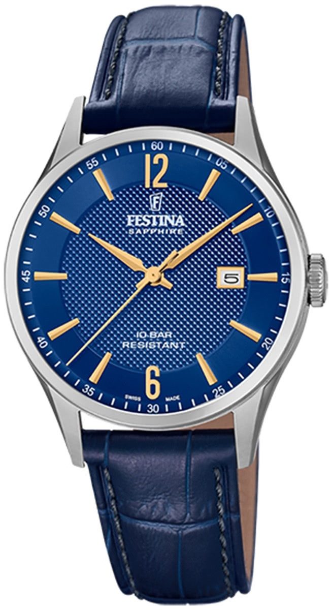 Quarzuhr Festina Analog Herren Uhr F20007/3 Leder