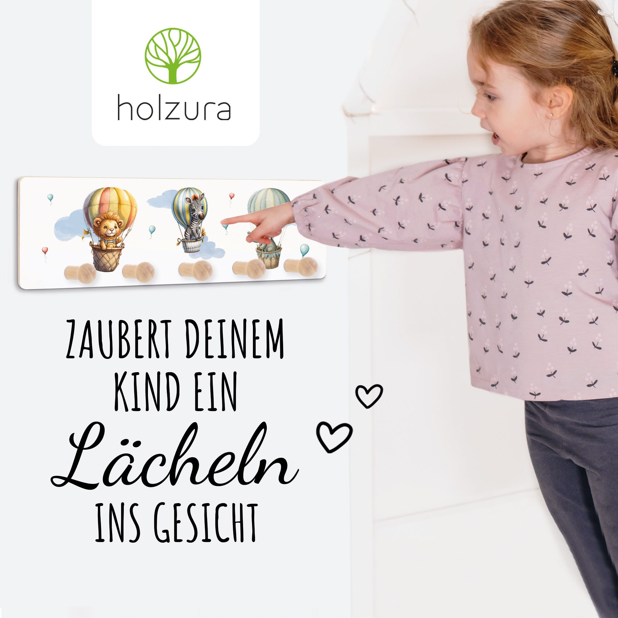 Holzura Garderobenleiste Kindergarderobe, Garderobe für Kinder