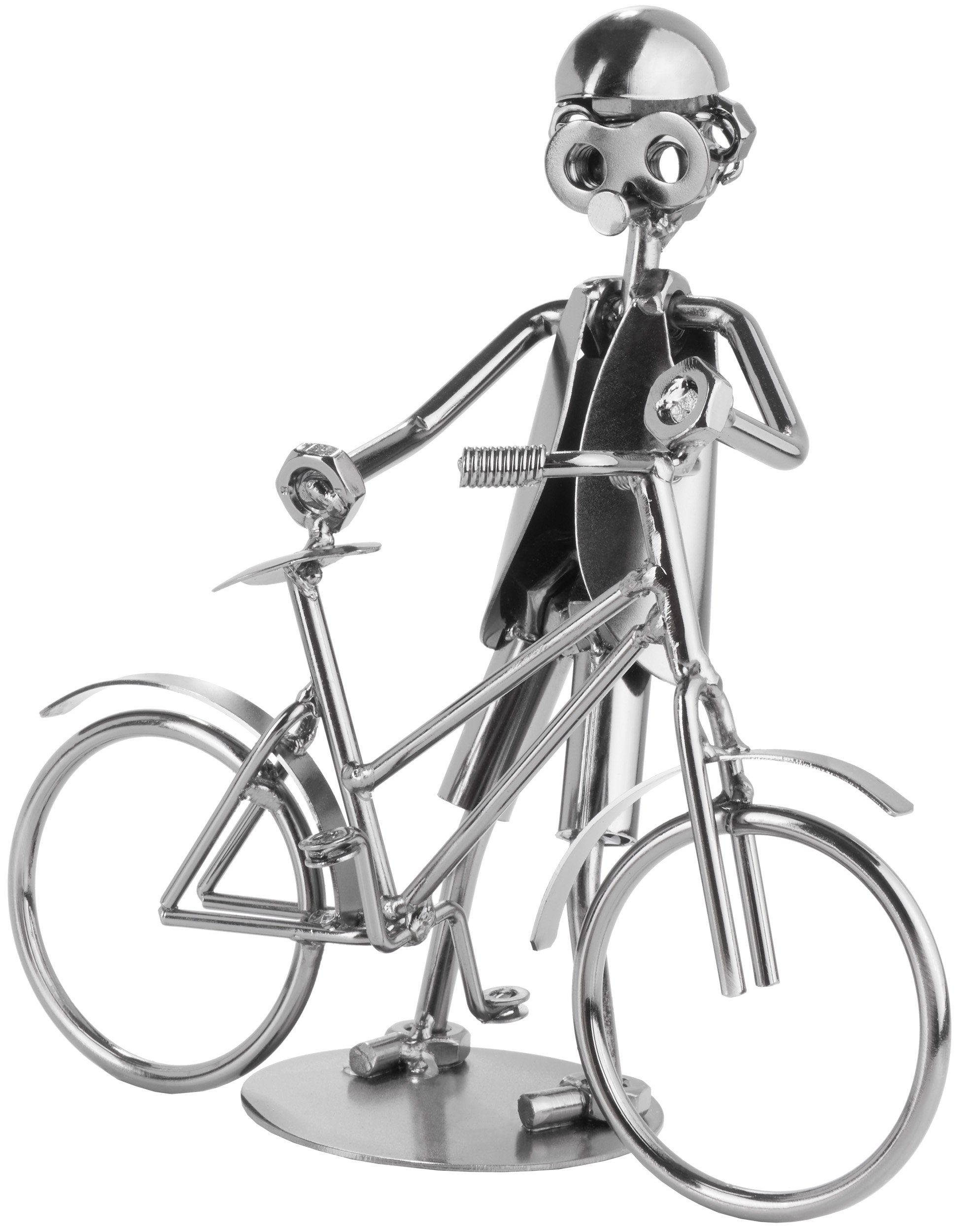 BRUBAKER Dekofigur Metallskulptur Schraubenmännchen Fahrrad - Metallfigur (1 St), Geschenkfigur für Fahrradfahrer*innen und Fahrradverkäufer*innen