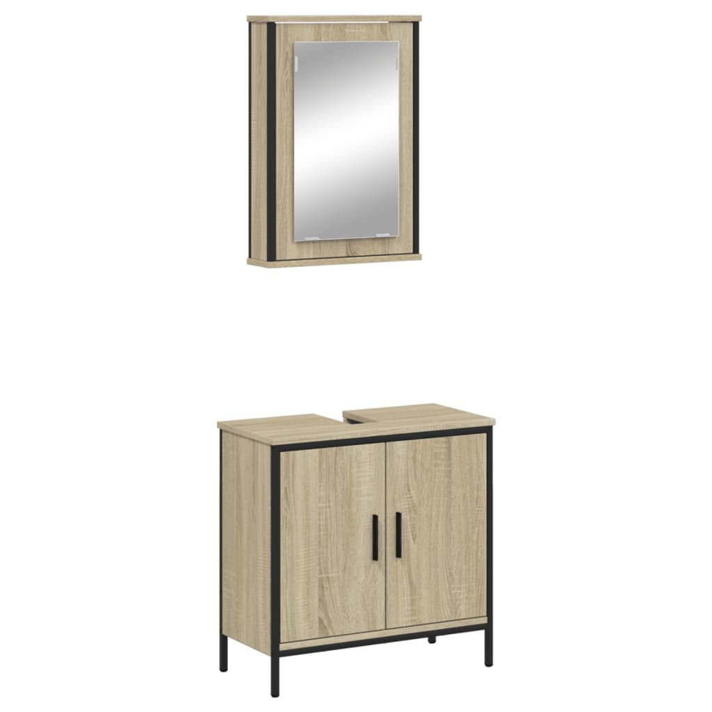 vidaXL Badezimmer-Set 2-tlg. Badmöbel-Set Sonoma-Eiche Holzwerkstoff, günstig online kaufen