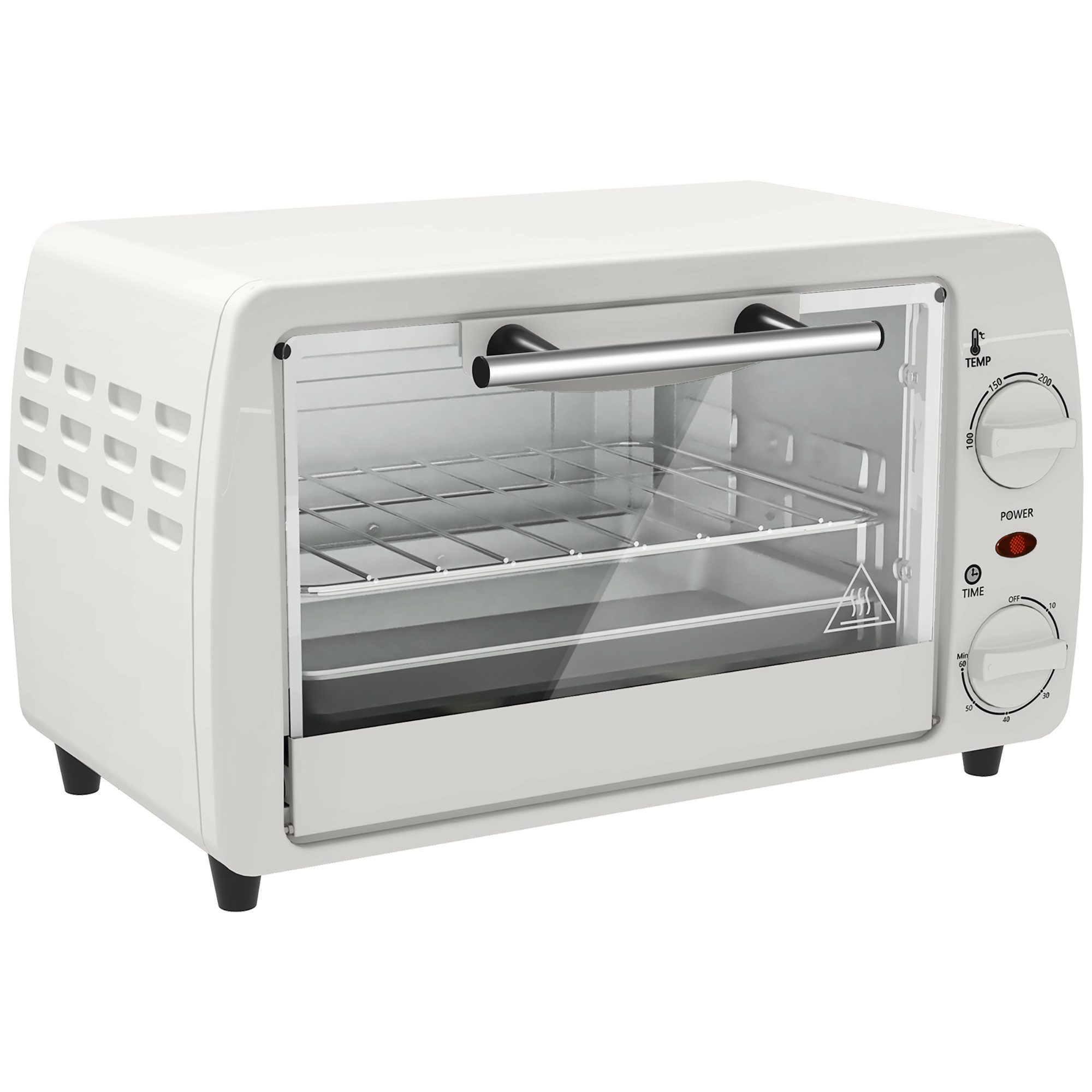 ibettertec Toaster Mini-Backofen Toasterofen, 10L, 1 Backblech, 1 Rost, Timer 0-60 Min., 100-230°C, 36,5x26x22 cm, Cremeweiß