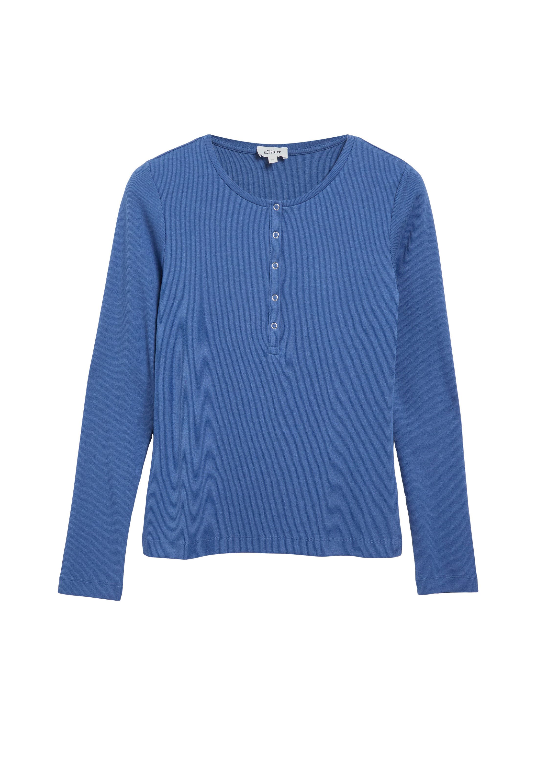 s.Oliver Langarmshirt T-Shirt Ripp-Langarmshirt mit Knopfleiste im Slim Fit