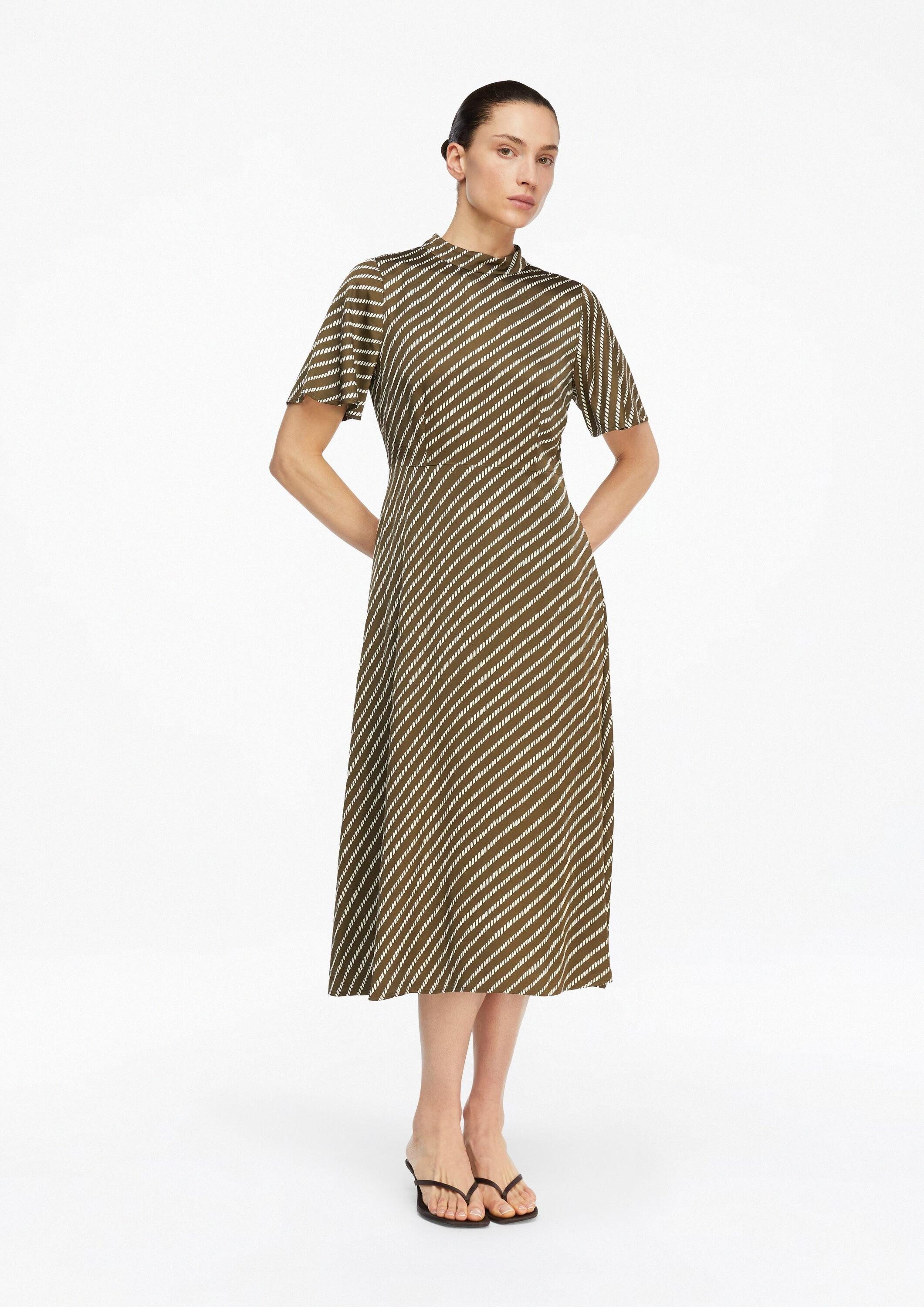 comma Midikleid Kleid Gemustertes Satinkleid in Midilänge