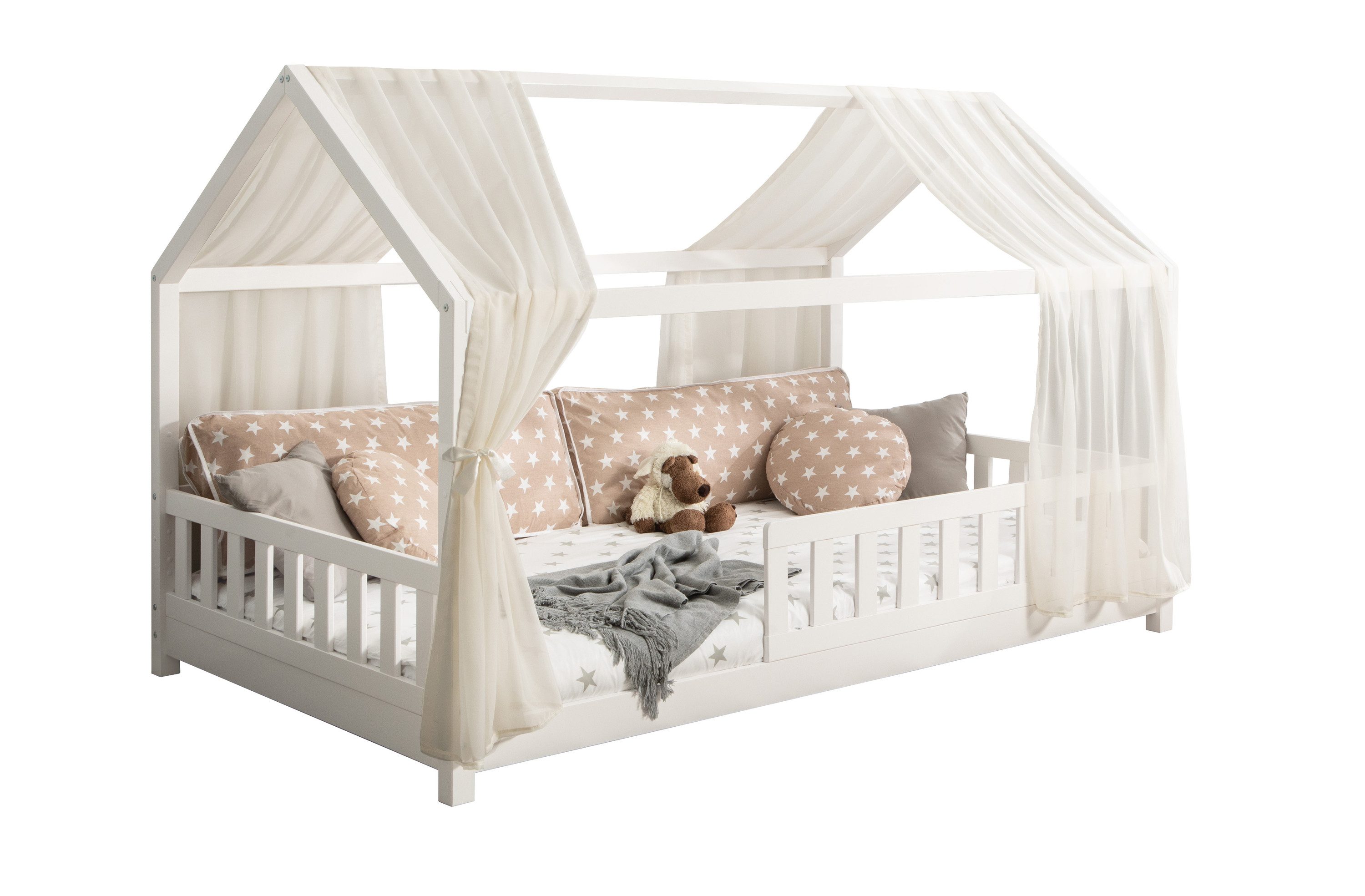 Ticaa Betthimmel Tüll-Set für Hausbett "Kay" creme/beige