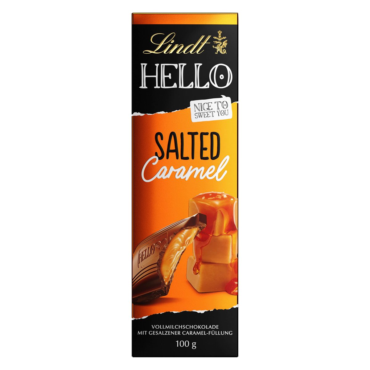 LINDT Schokolade, Lindt und Sprüngli Hello Salted Caramel Vollmilch 100g 6er Pack