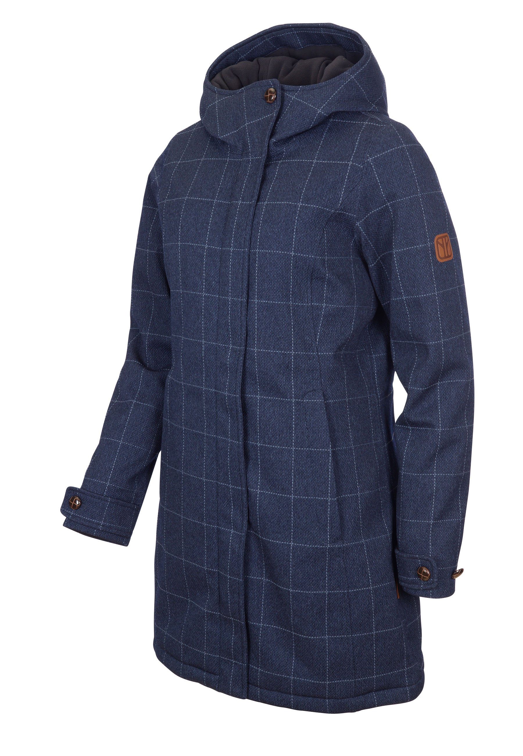 Elegant in Karo Checkmate Winterjacke Elkline tailliert blue wasserdicht Wolloptik