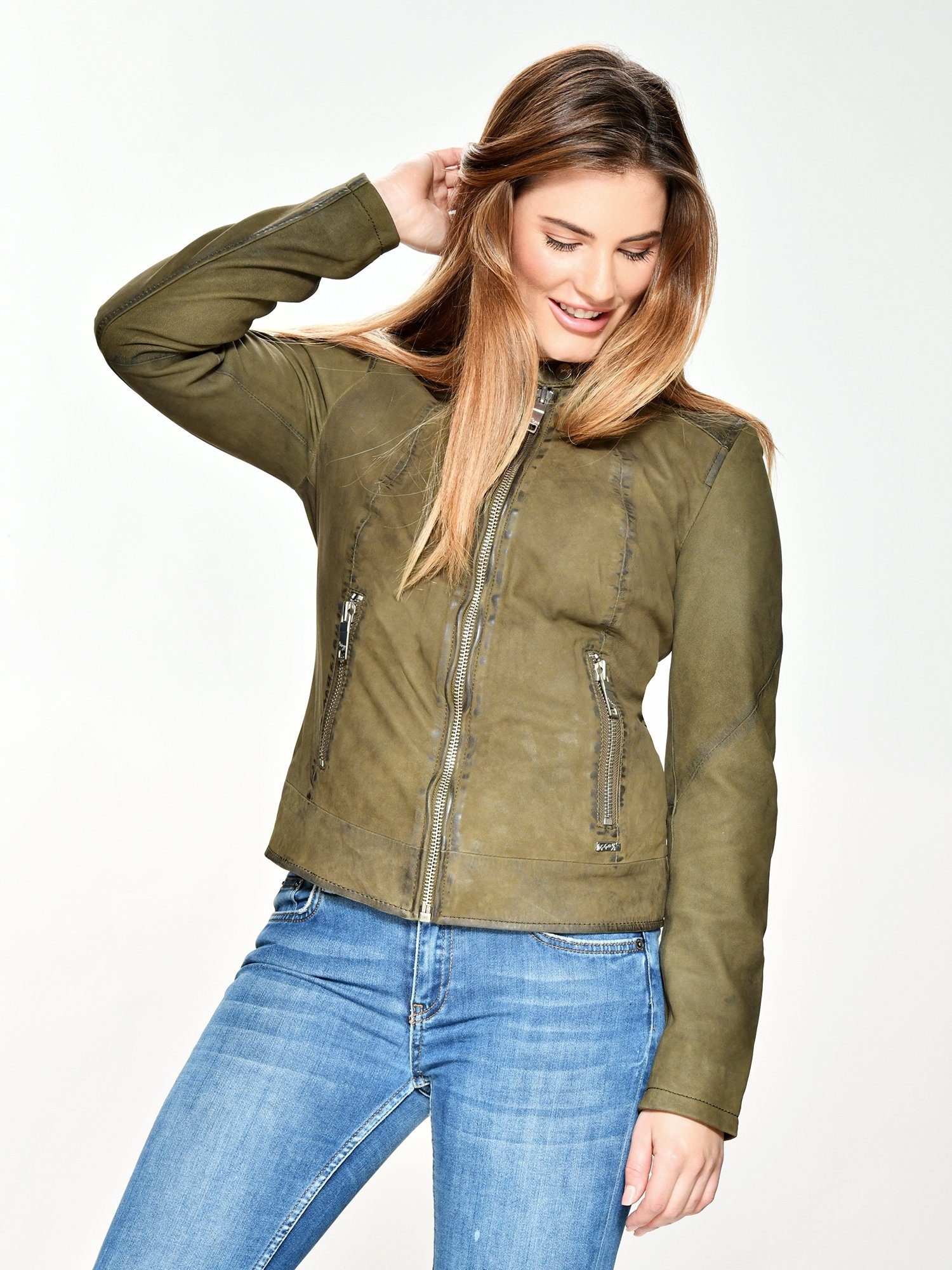 Maze Lederjacke Avoca olive | Übergangsjacken