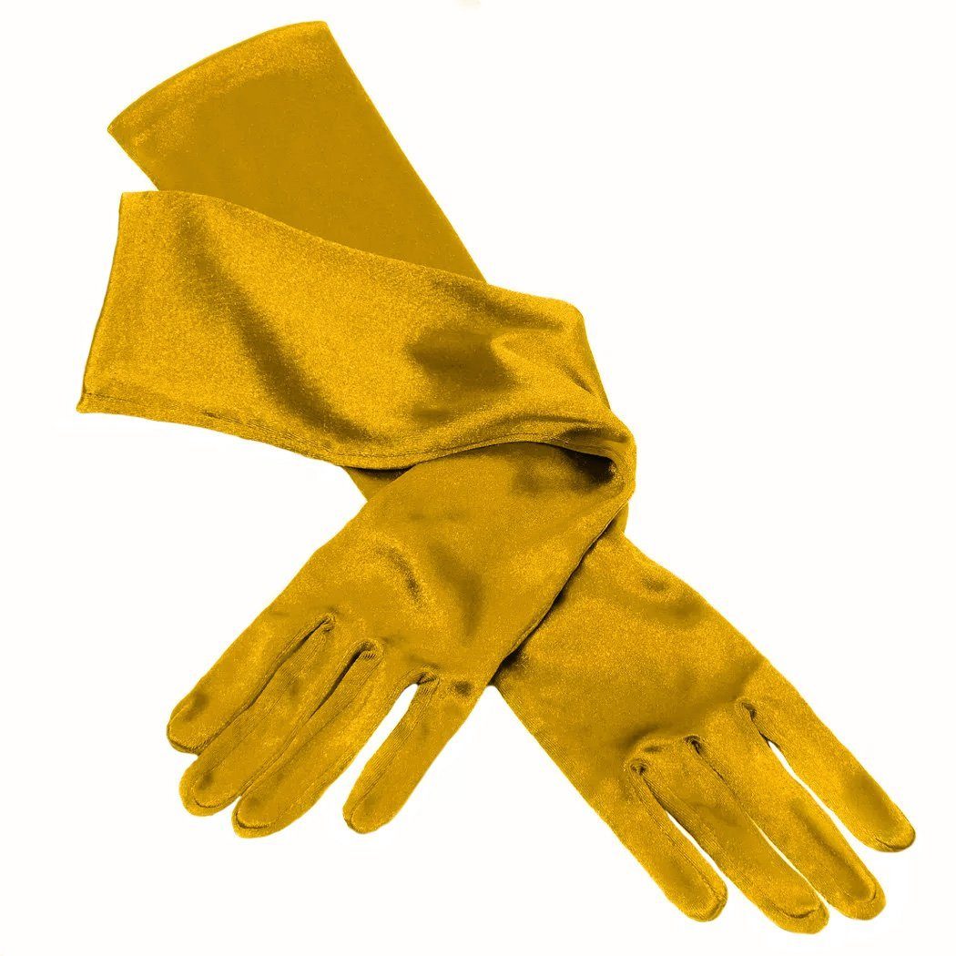 thetru Kostüm 20er Jahre Handschuhe gold, Goldene Satin Handschuhe für Dein Flapper-Outfit