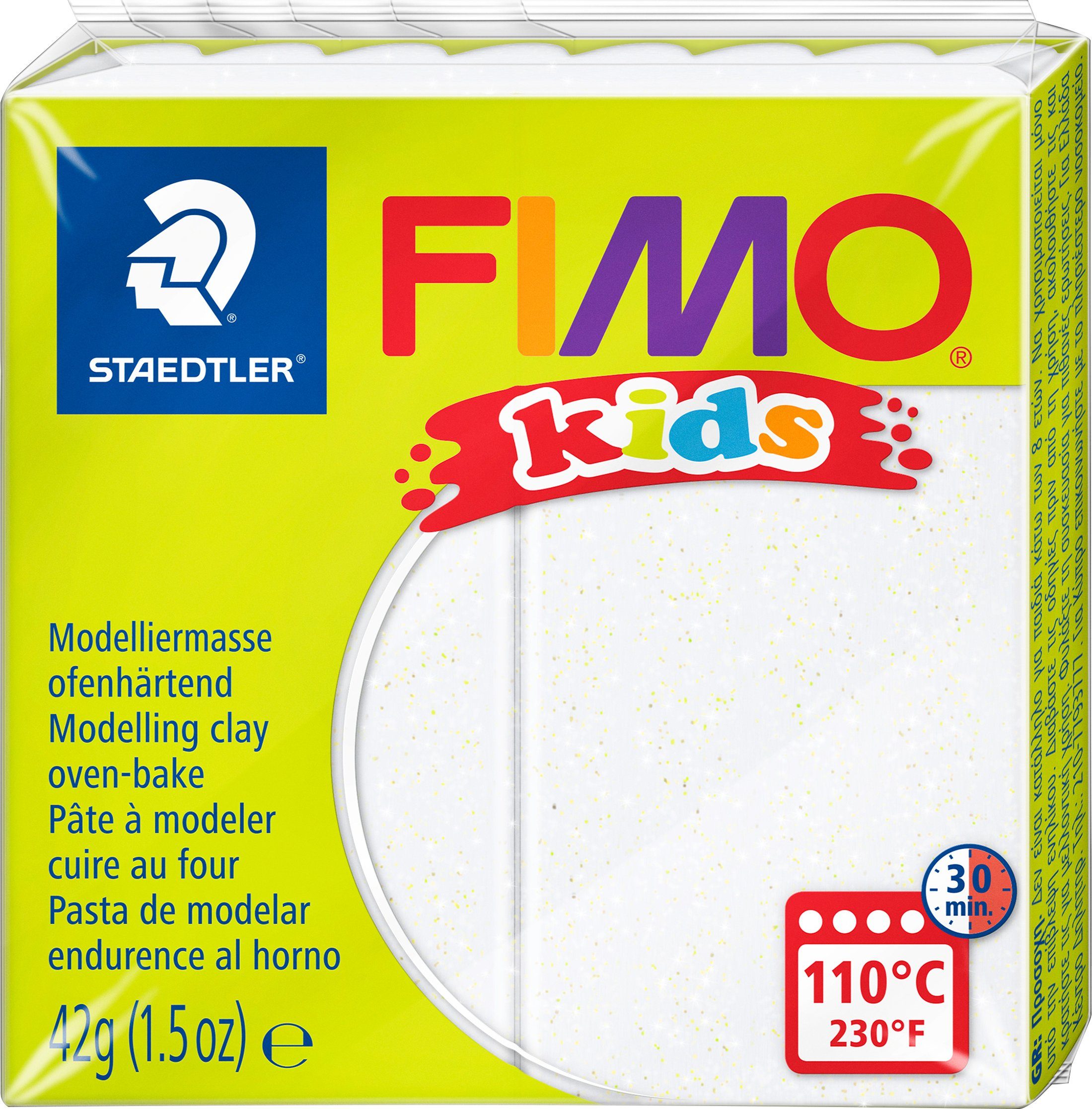 FIMO Modelliermasse kids, 42 g Glitter-Weiß