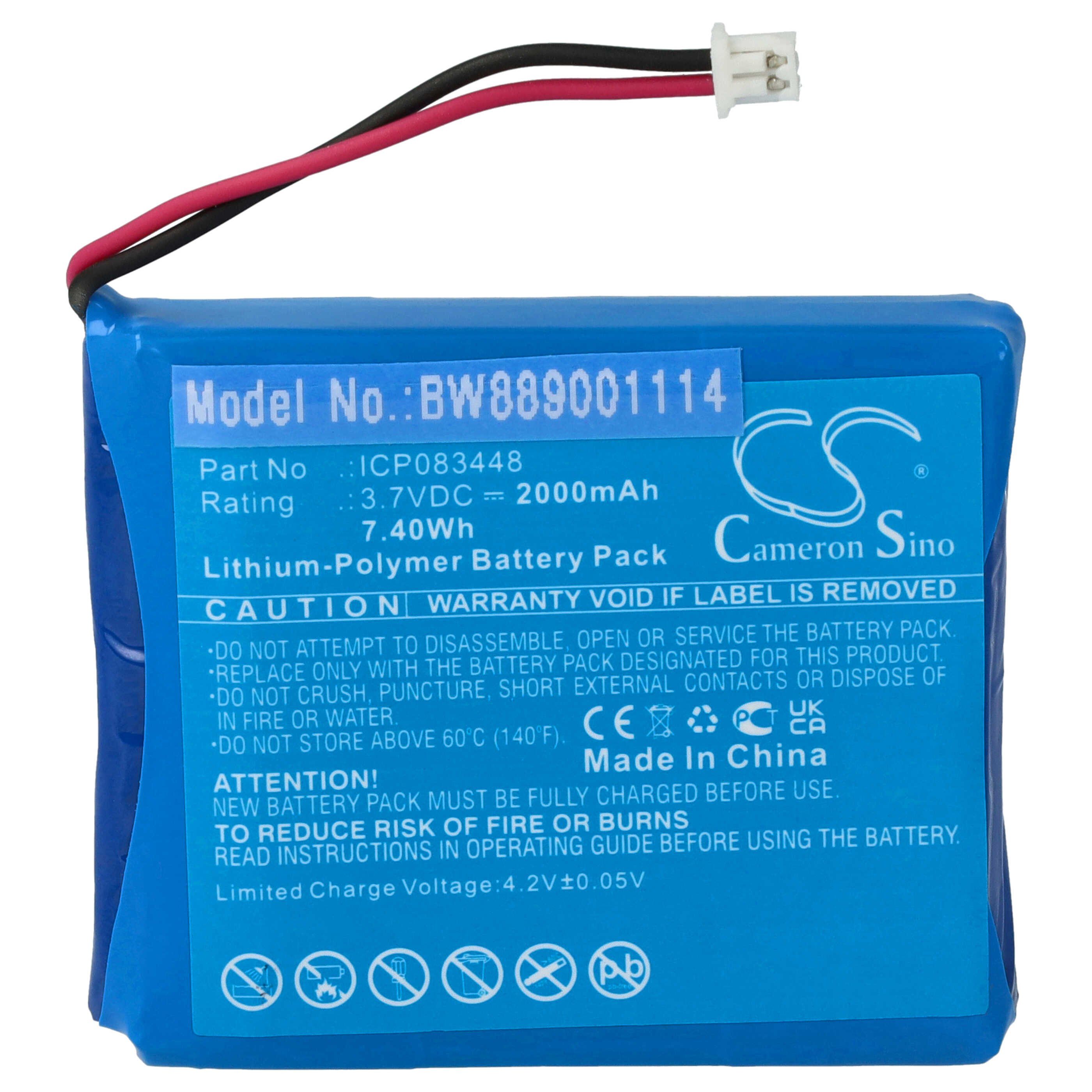 vhbw Akku passend für Albrecht Bambini Babysitter Funkgerät (2000 mAh, 3,7 Akku Akku Li-Polymer 2000 mAh (3,7 V, 1 St), Leistungsfähiger Austausch-Akku für Ihr Funkgerät, Walkie-Talkie