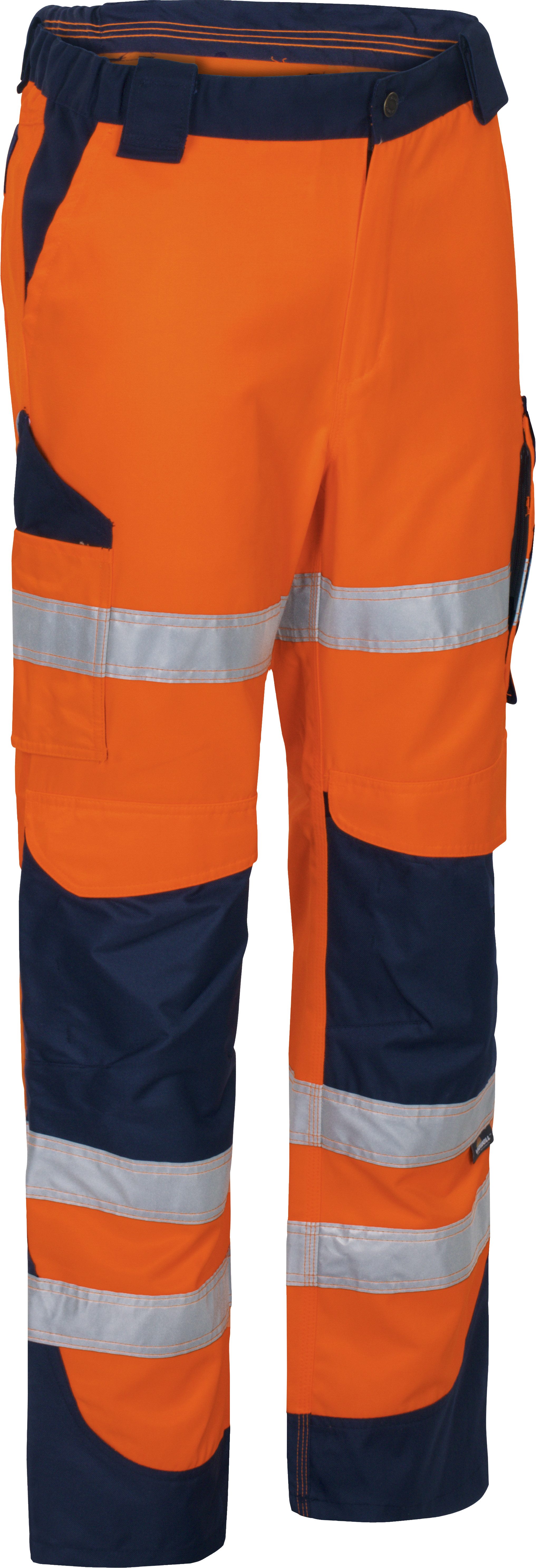 vizwell Arbeitshose reflektierende Herren Warnschutz Arbeitsbundhose DIN zertifiziert, strapazierfähig, Knietasche aus Oxford-Material