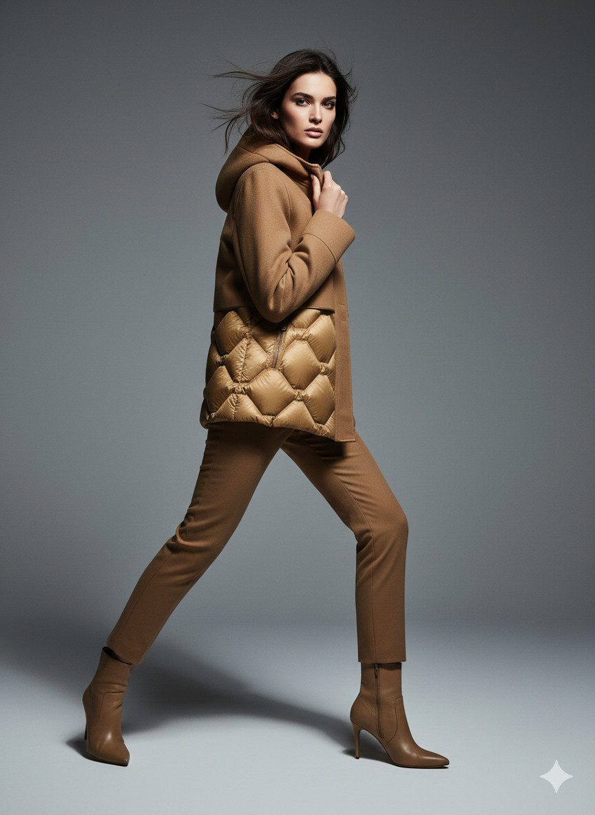 Parajumpers Daunenjacke PJS Nadine – Hybrid Winter Jacke MIT KAPUZE für Damen Camel Gr. S