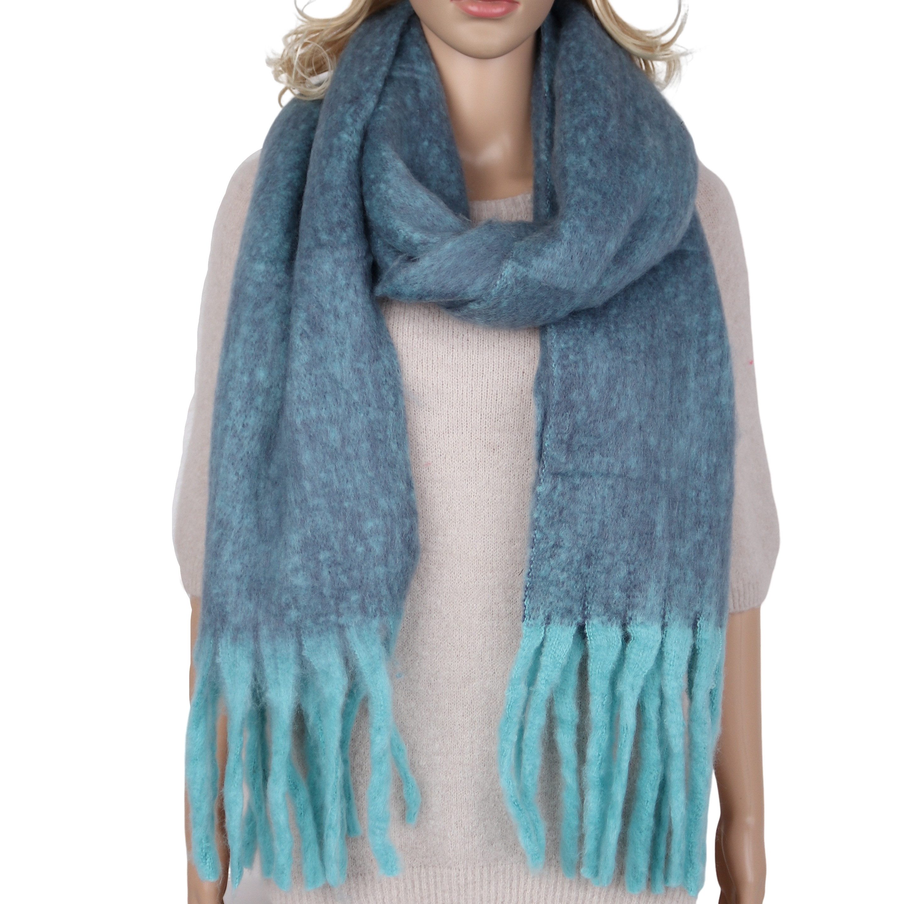 MIRROSI Modeschal weicher und warmer Schal Unifarbe mit Fransen, ca.38x2000 günstig online kaufen