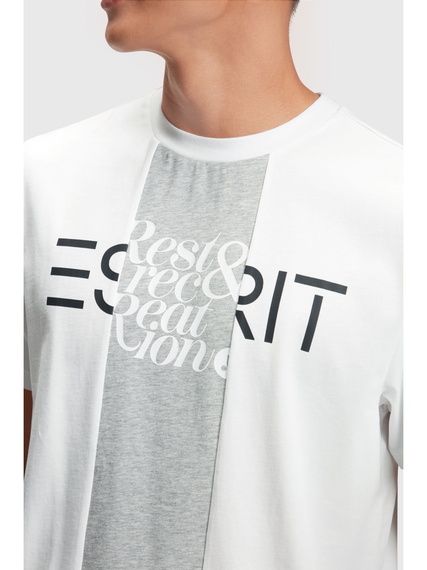 Esprit T-Shirt T-Shirt im Flicken-Look WHITE (1-tlg)
