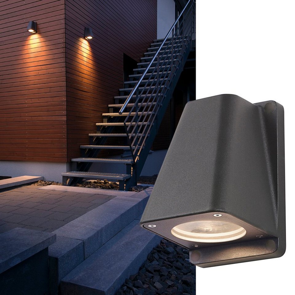 SLV Deckenleuchte Wandleuchte WallyX, GU10, anthrazit, keine Angabe,  Leuchtmittel enthalten: Nein, warmweiss, Aussenlampe, Aussenwandleuchte,  Outdoor-Leuchte, Lichtaustritt: unten