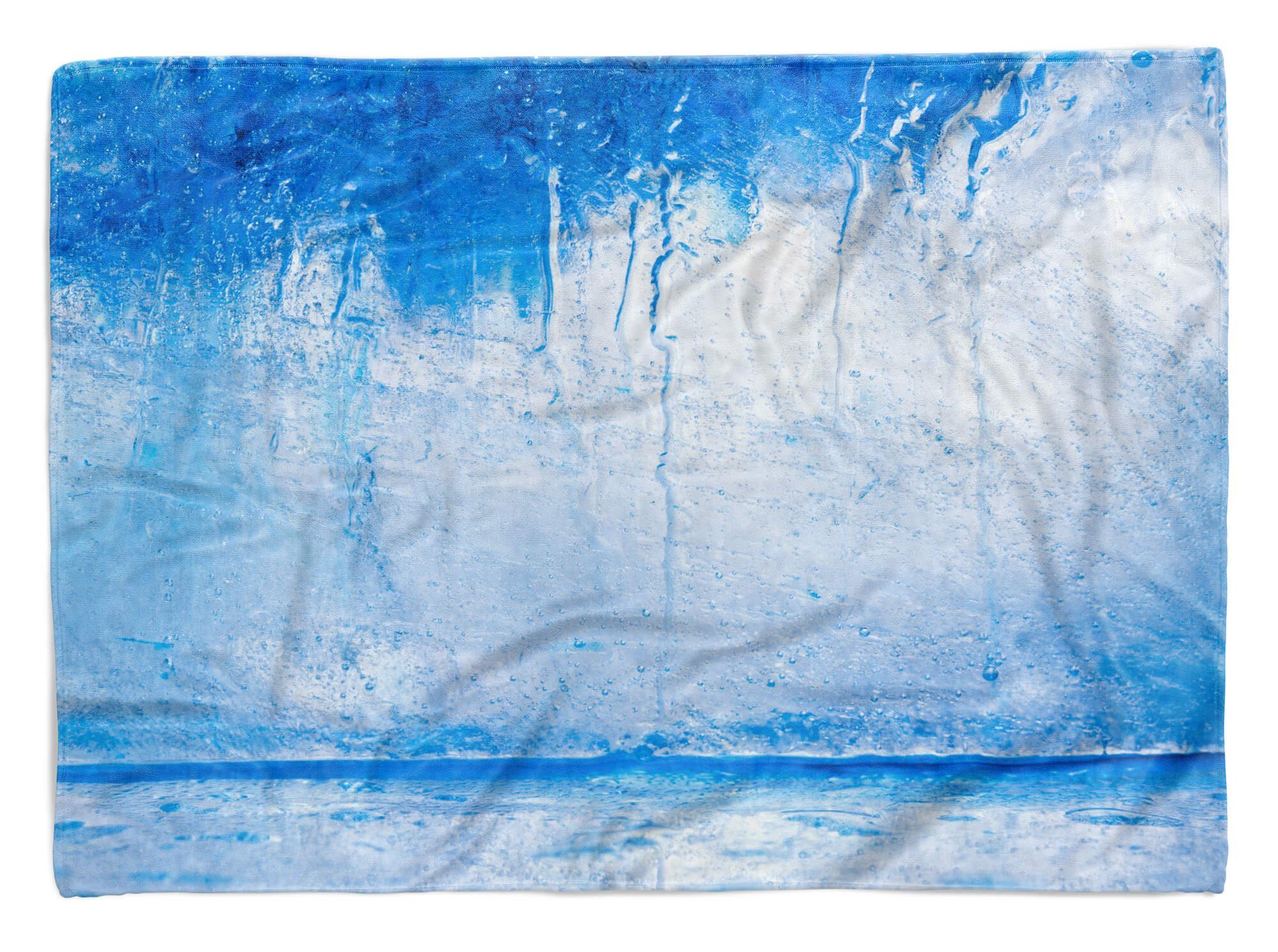 Sinus Art Handtücher Handtuch Strandhandtuch Saunatuch Kuscheldecke mit Fotomotiv Fließendes Wasser Blau Kunst, Baumwolle-Polyester-Mix (1-St), Handtuch