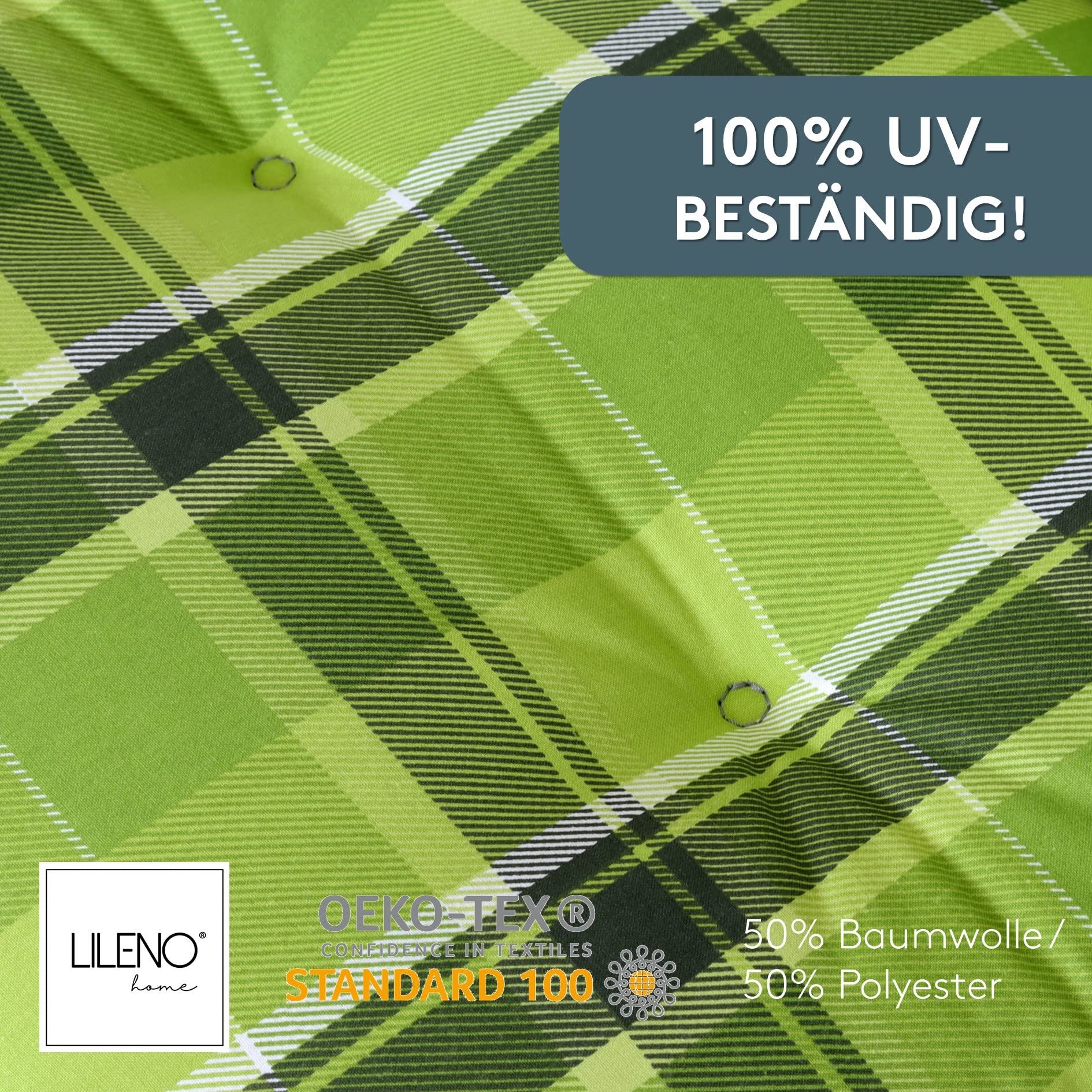 LILENO HOME Polsterauflage Niedriglehner, bequeme Sitzauflage für Gartenstühle, Stuhlkissen, (2 St., 2er Set), Gartenstuhl Auflage Karo Grün, Sitzpolster waschb – Bild 5 von 5