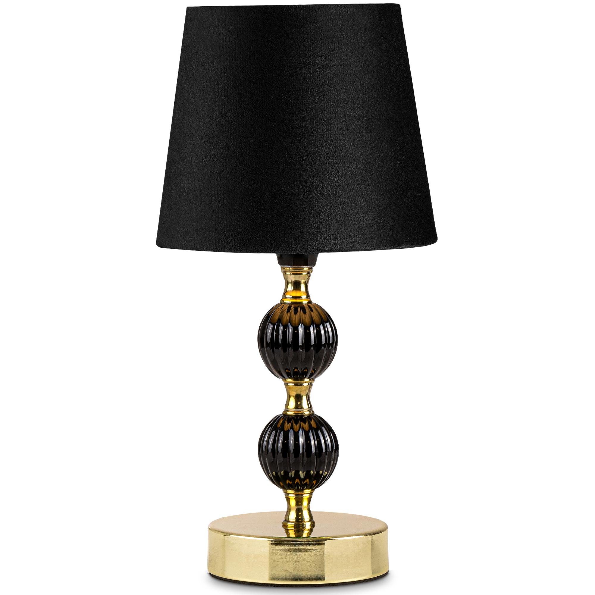 Konsimo Tischleuchte elegante VULGA ohne Tischlampe Lampe Tischleuchte, schwarz/gold Leuchtmittel