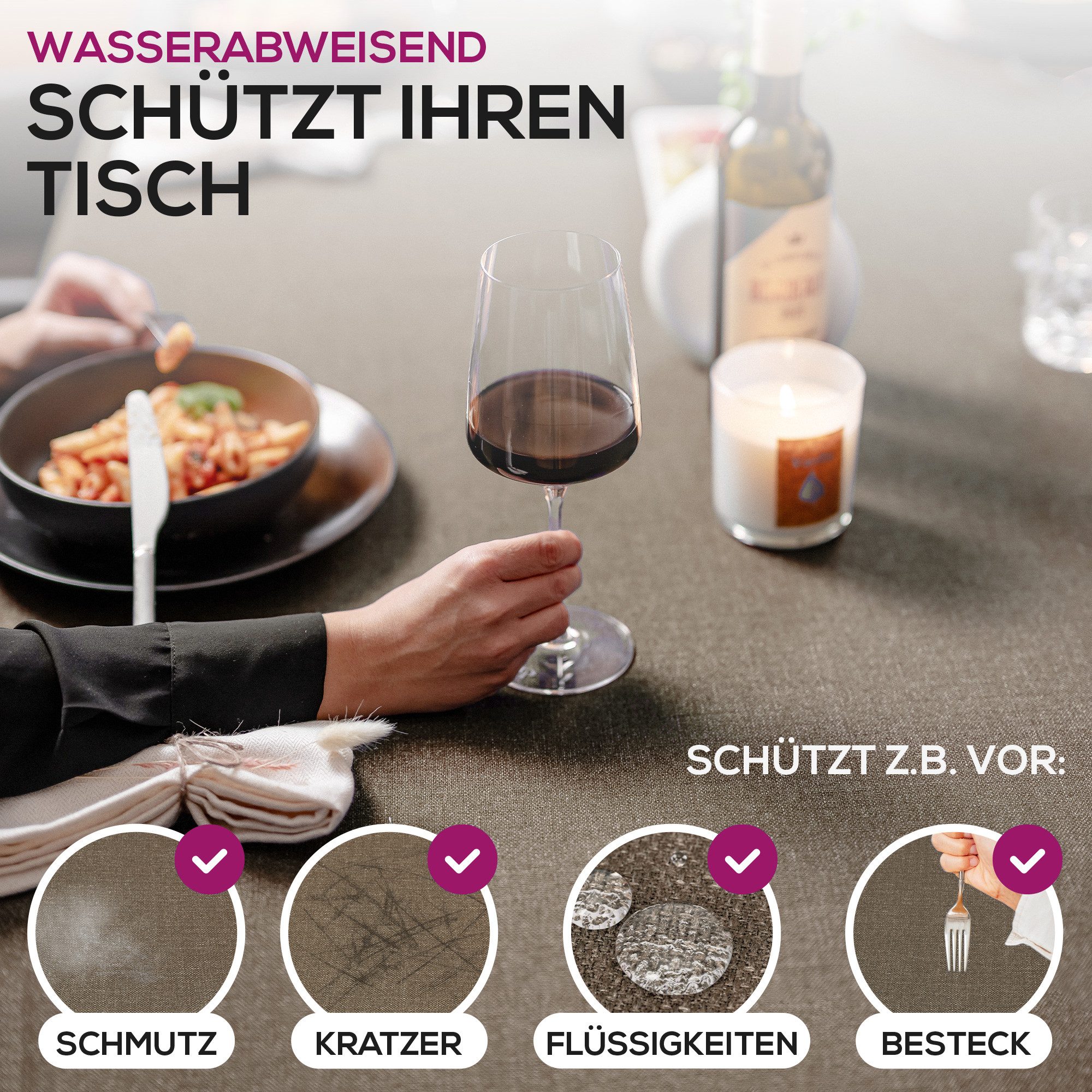 Beautex Tischdecke Elegante Tischdecke Edel Leinenoptik, Lina Tischdecke un günstig online kaufen