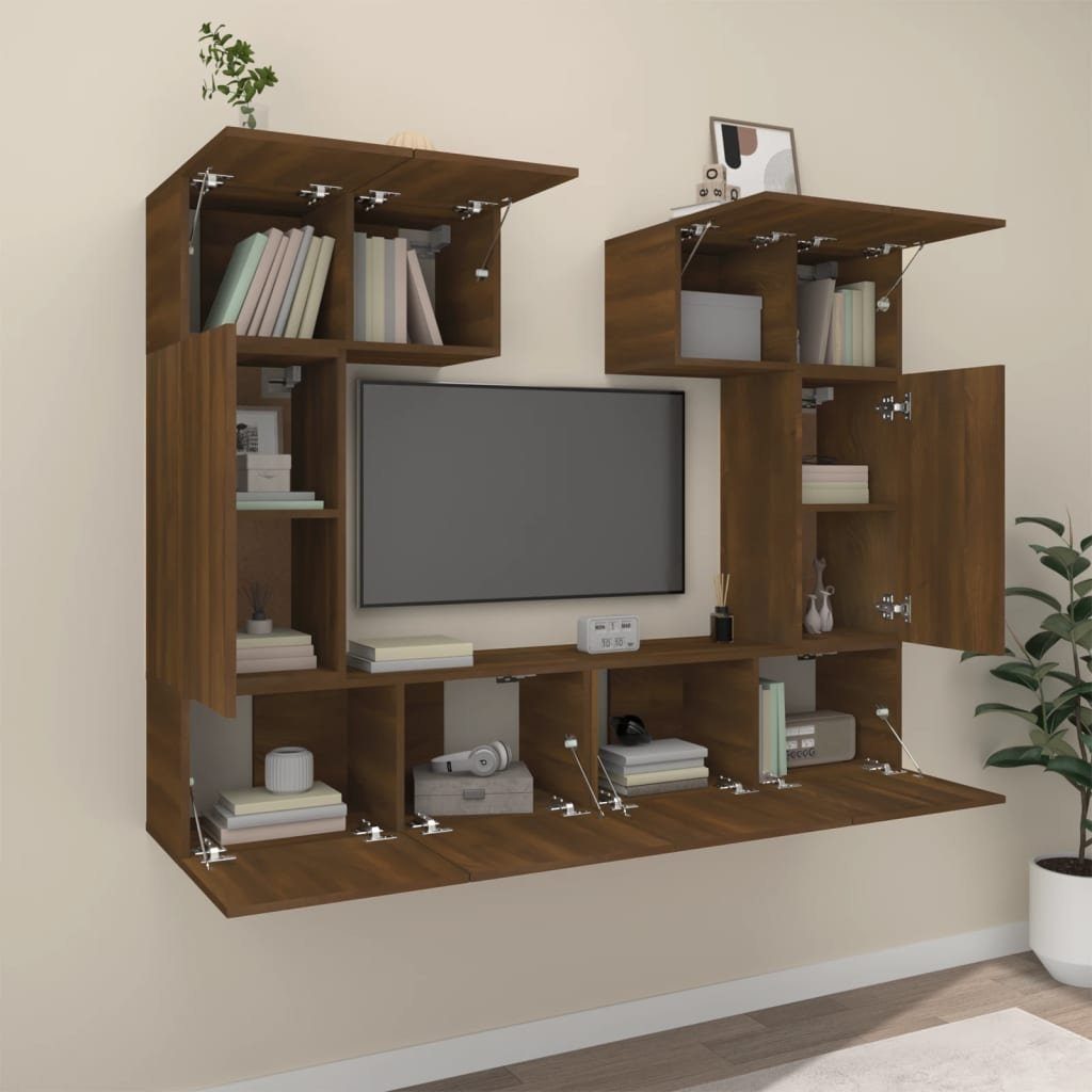 TV-Schrank-Set Eichen-Optik TV-Schrank Eiche Braun (6-St) vidaXL Braune Holzwerkstoff 6-tlg.