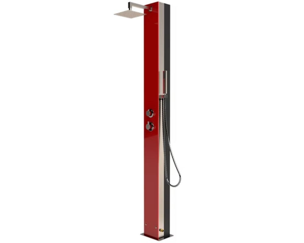 Ideal Eichenwald Solardusche Solardusche SABA rot Einhebelmischer Kalt/Warm Wassertank 25L