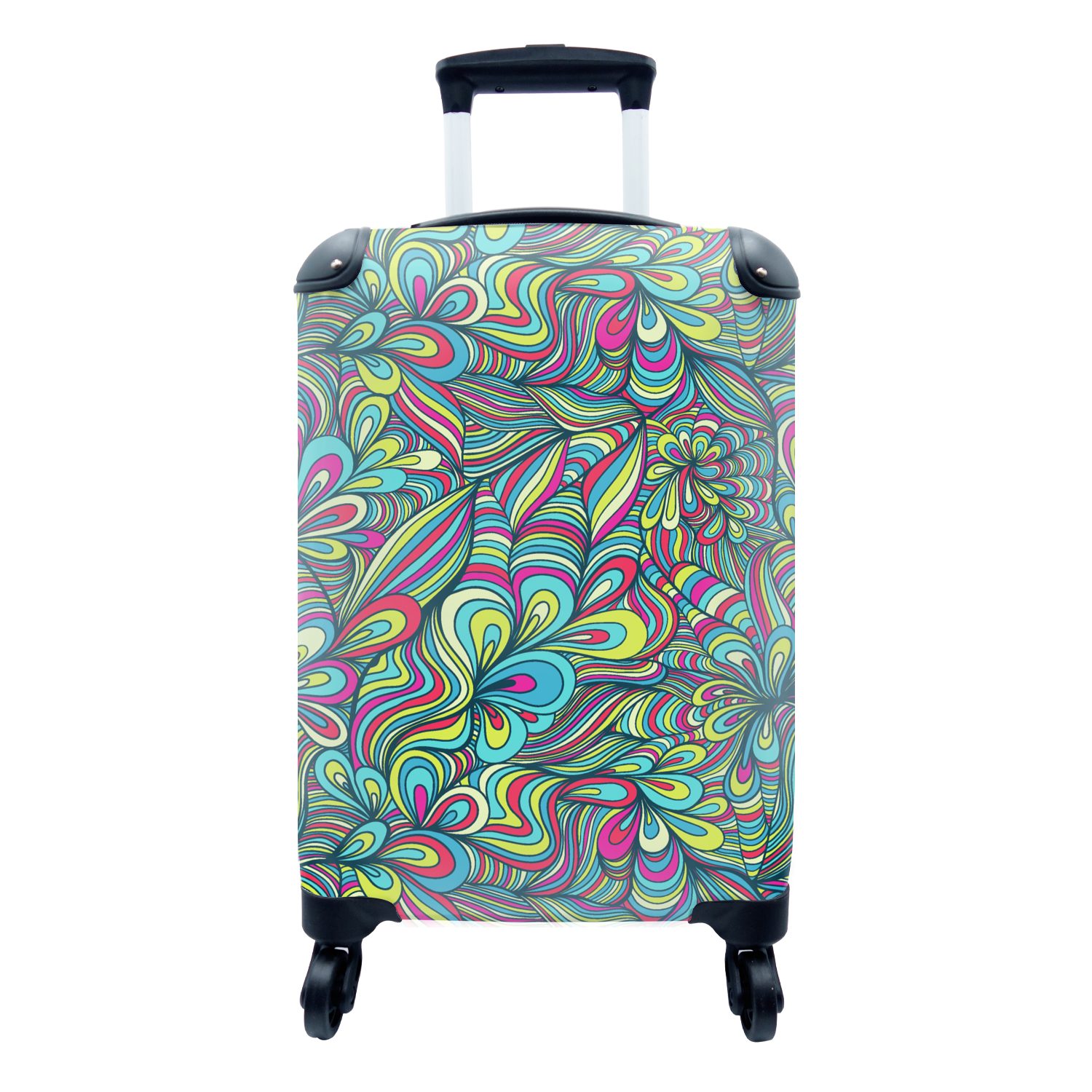 MuchoWow Handgepäckkoffer Fantasie - Design - Farben - Retro, 4 Rollen, Reisetasche mit rollen, Handgepäck für Ferien, Trolley, Reisekoffer