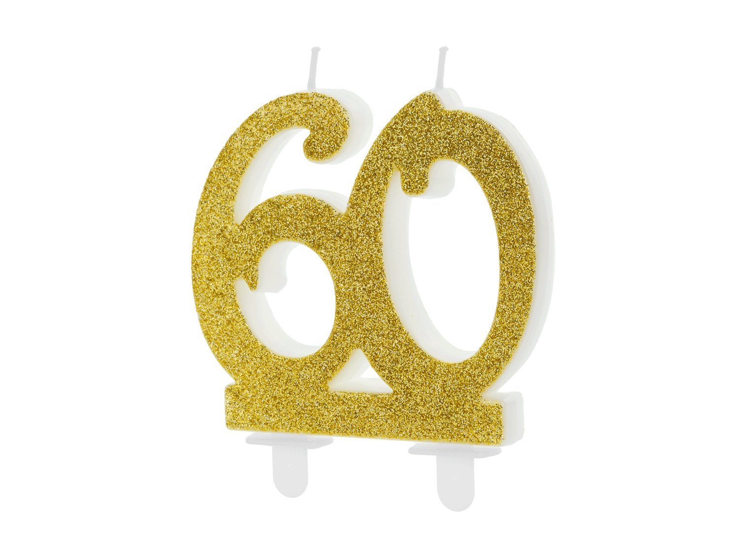 partydeco Geburtstagskerze, Geburtstagskerzen 60 Jahre 7.5cm, gold / glitzer