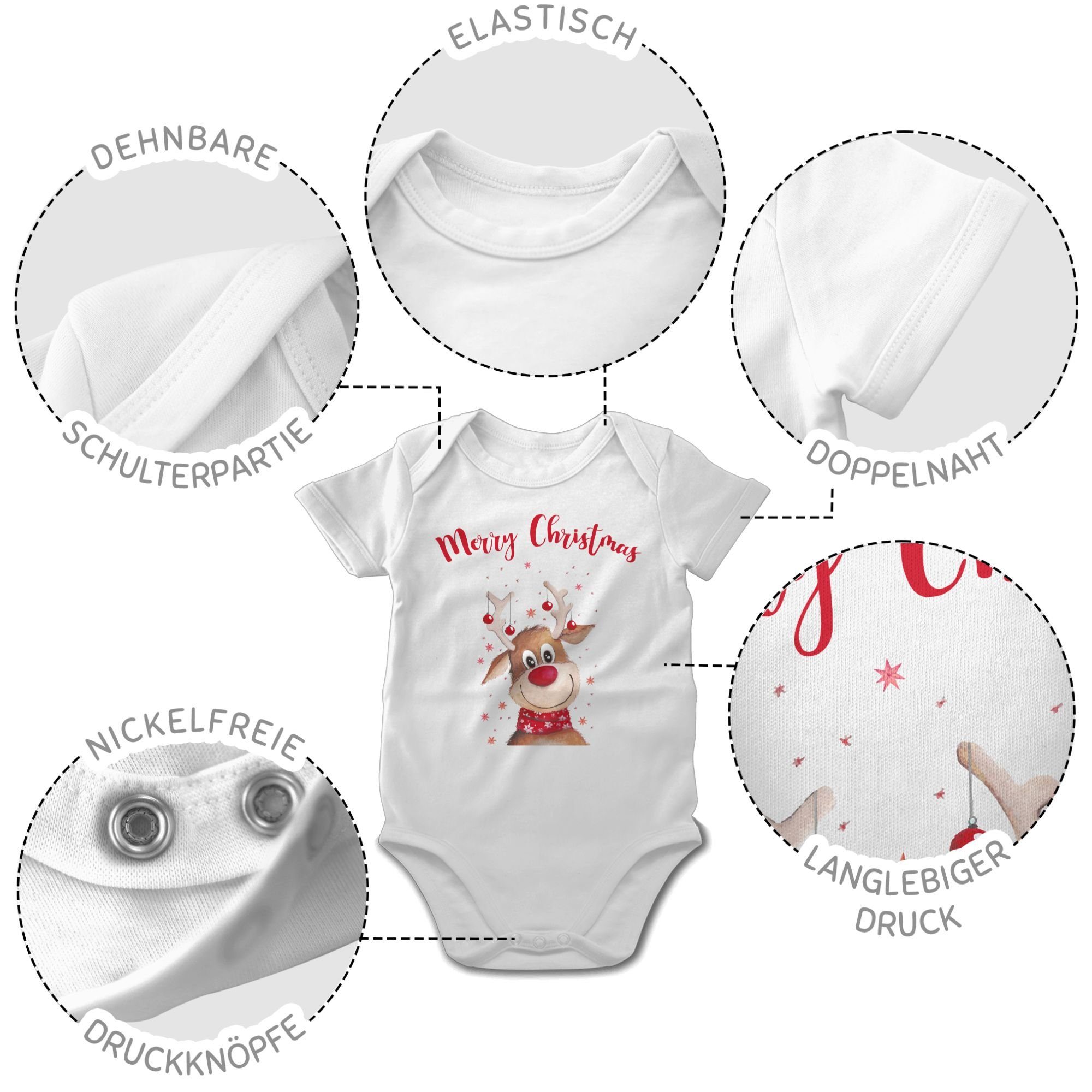 Shirtracer Weihnachten Weiß Christmas Shirtbody Kleidung 1 Baby Rentier Merry