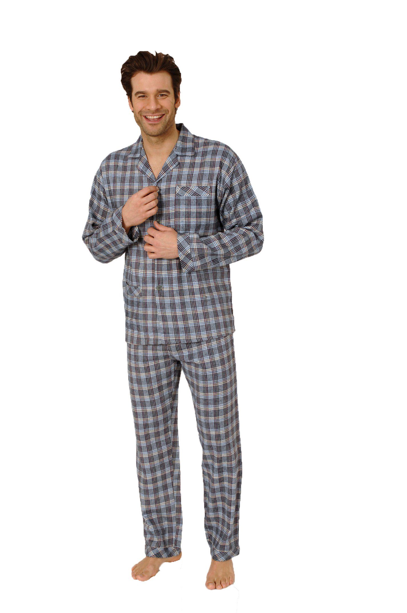 Normann Pyjama Flanell Herren Schlafanzug langarm günstig online kaufen
