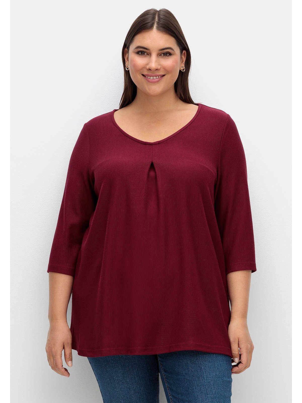 Sheego 3/4-Arm-Shirt Große Größen mit Kellerfalte, günstig online kaufen