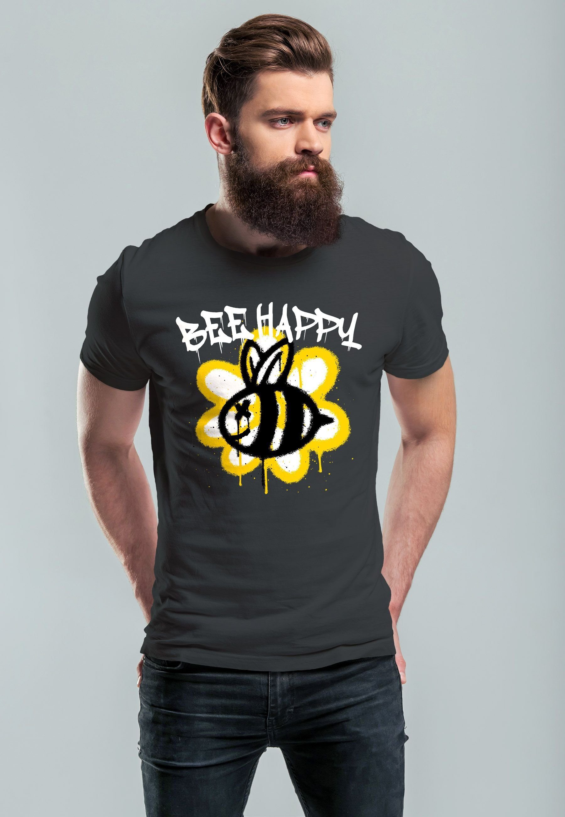 Neverless Print-Shirt Herren T-Shirt Aufdruck Bee günstig online kaufen