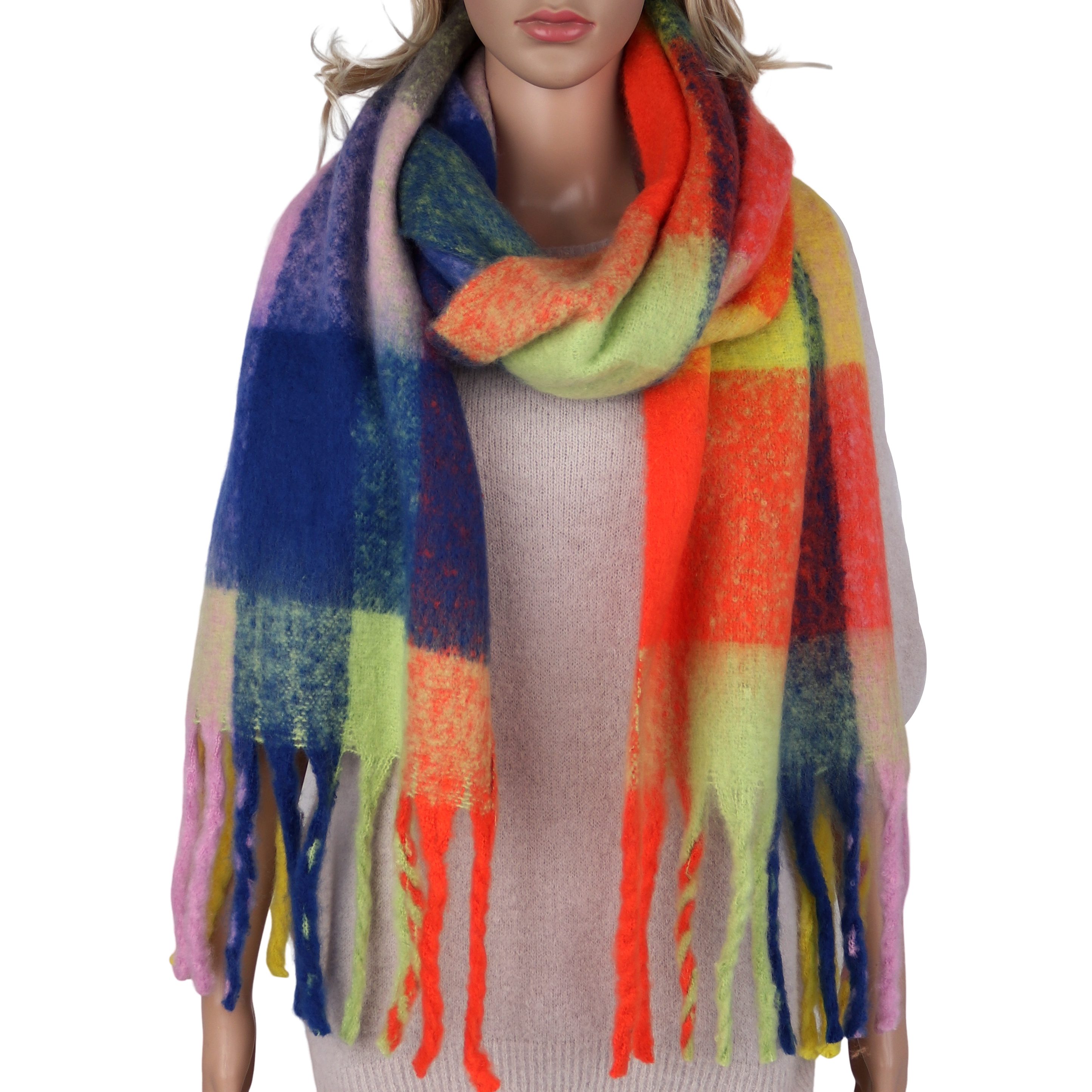 MIRROSI Modeschal weicher und warmer Schal Karomuster mit Fransen, 42x200cm günstig online kaufen