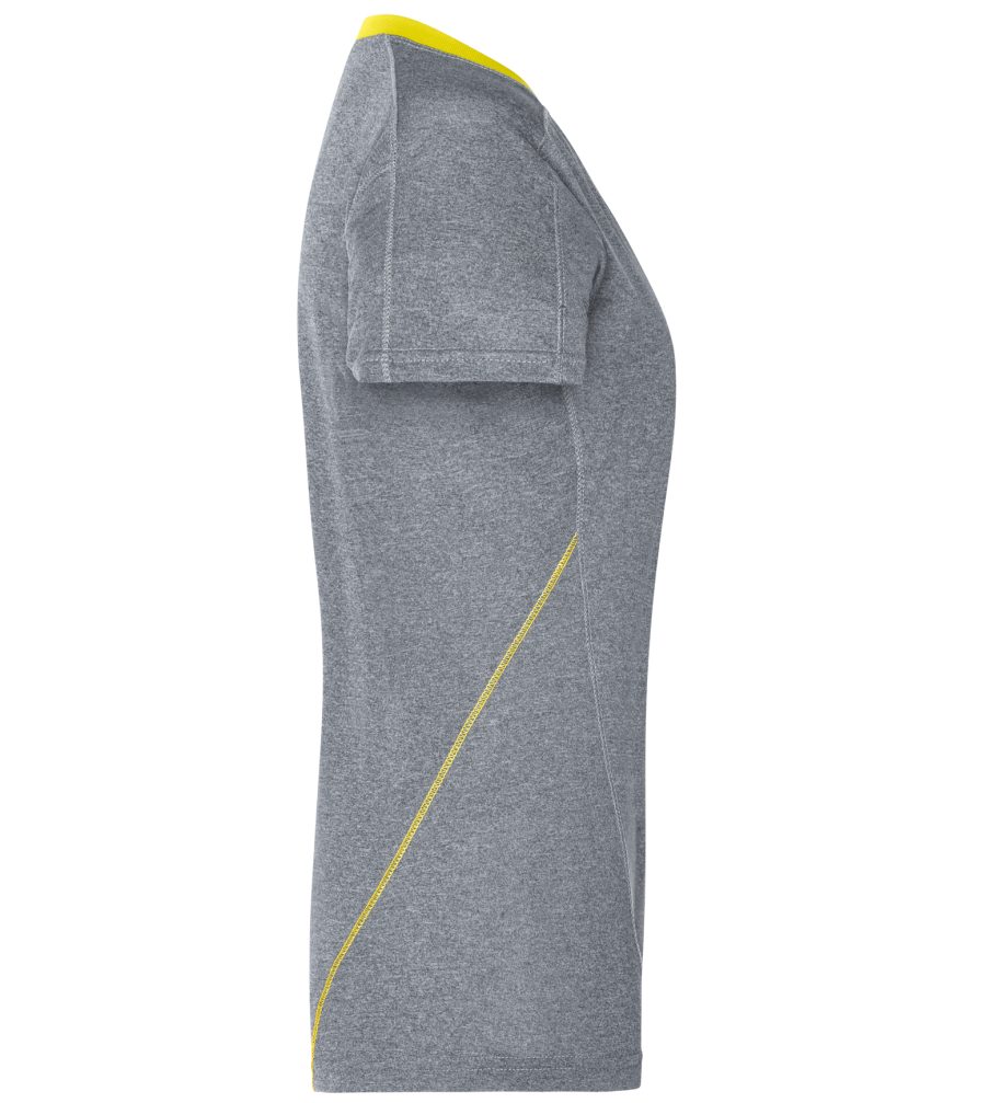 James & Nicholson Laufshirt Doppelpack T-Shirt Running 2 JN471 grey-melange/lemon und Atmungsaktiv Kurzarm Damen Laufshirt Feuchtigkeitsregulierend Stück) (Doppelpack
