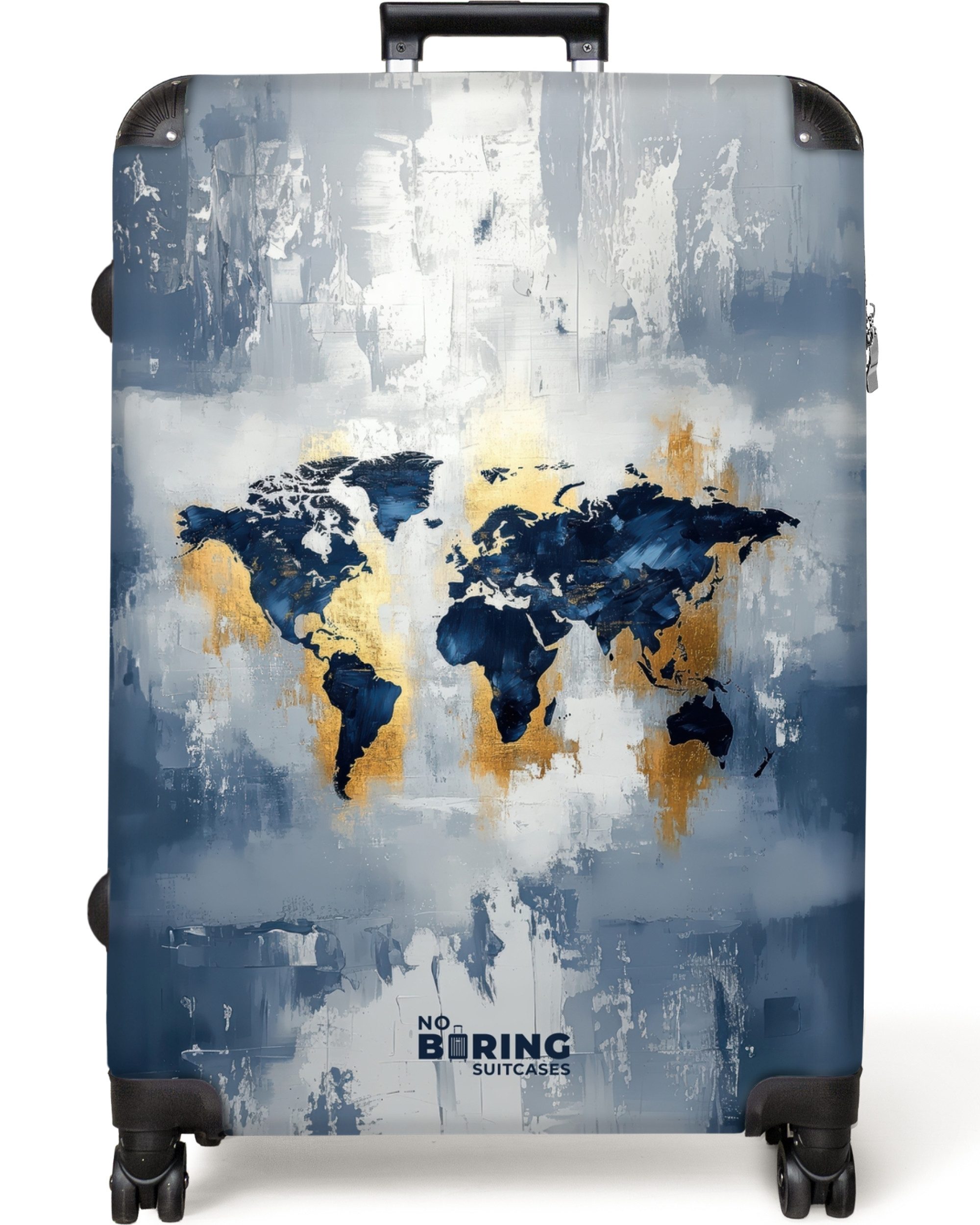 NoBoringSuitcases.com© Hartschalen-Trolley Weltkarte - Blau - günstig online kaufen