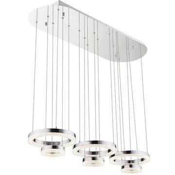 Globo LED Pendelleuchte, LED-Leuchtmittel fest verbaut, Neutralweiß, Traditionelle LED Hängeleuchte Deckenleuchte Chrom 18 Watt Globo