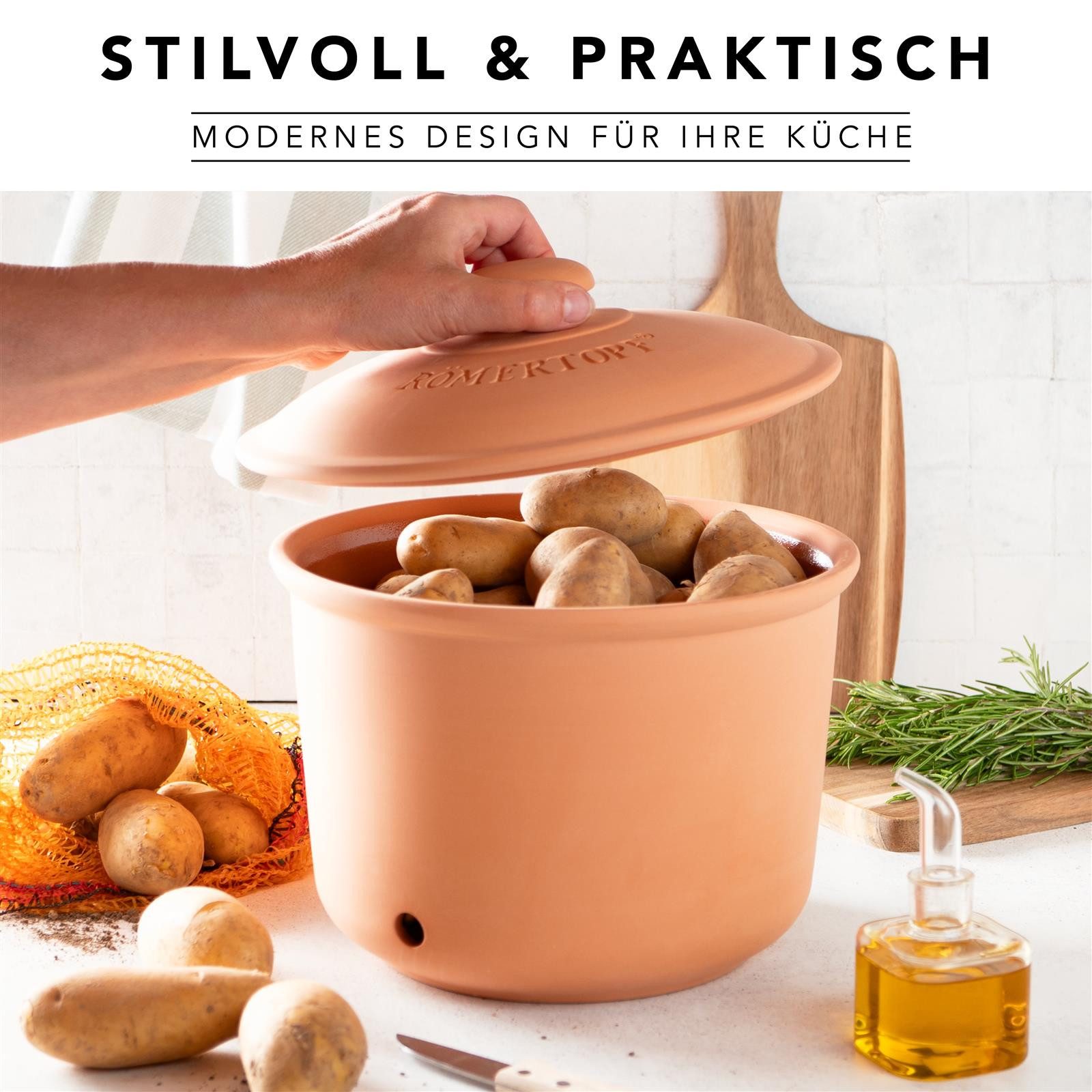 RÖMERTOPF Vorratsdose Frische-Topf MAXI PLUS - Kartoffeln Aufbewahrung 5,5 Liter, Keramik, (Set), aus Naturton