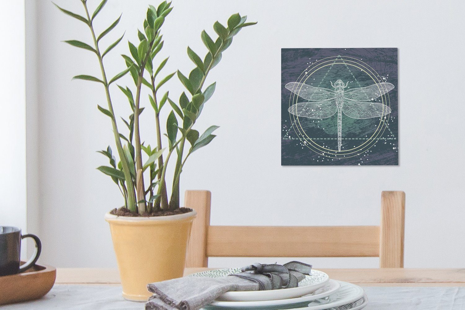 OneMillionCanvasses® St), transparenten Illustration Libelle, für Wohnzimmer (1 einer Bilder Leinwand Eine Schlafzimmer Leinwandbild