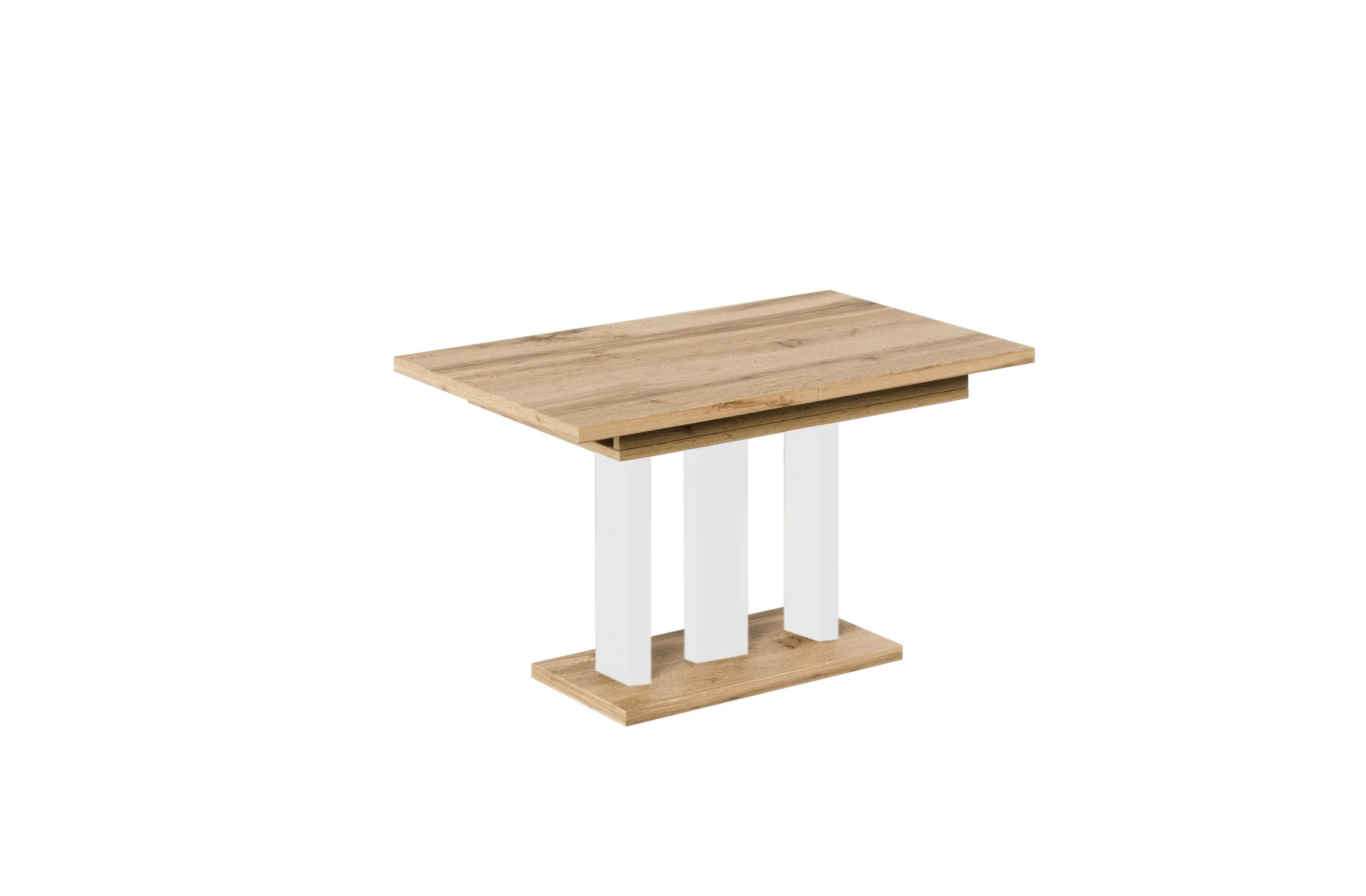 Endo-Moebel Säulen-Esstisch "Appia White" 130-210cm ausziehbar, erweiterbar, modern (1 Tisch), 2 Erweiterungsplatten, für 4, 6 oder 8 Personen, weiße Beine – Bild 4 von 5
